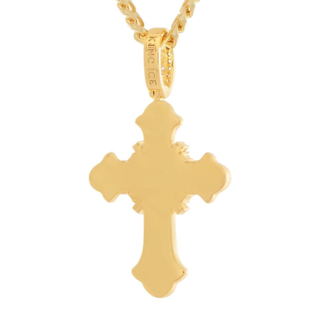 King Ice Pearl of Wisdom Cross Necklace - GOLD