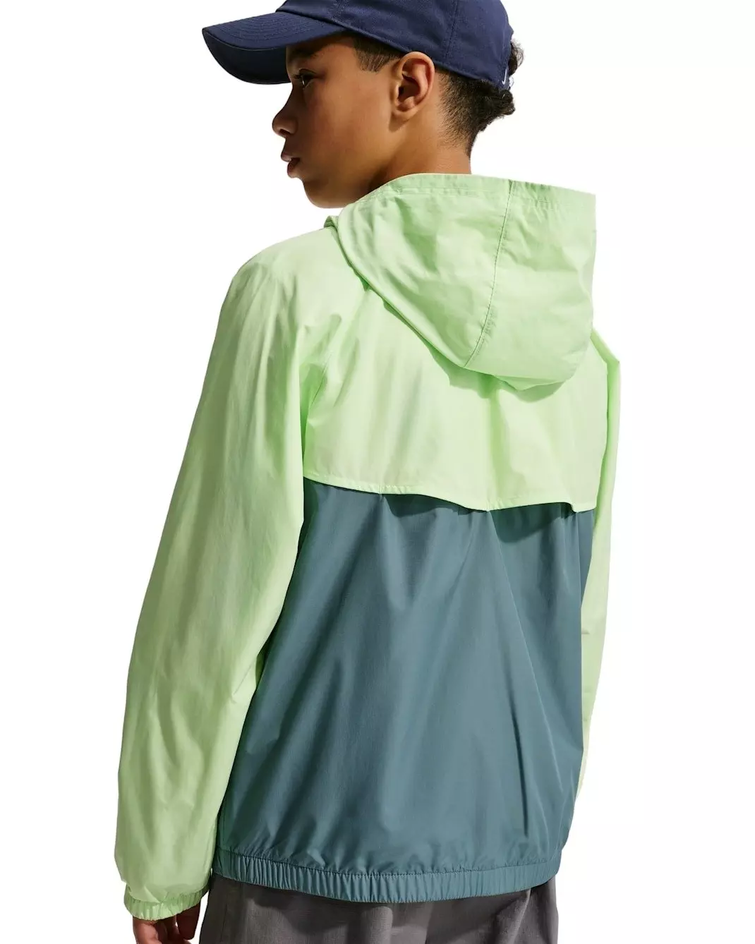 Nike Big Kids' Sportswear Windrunner Hooded Repel Jacket - Grey/Green - GREY/GREEN