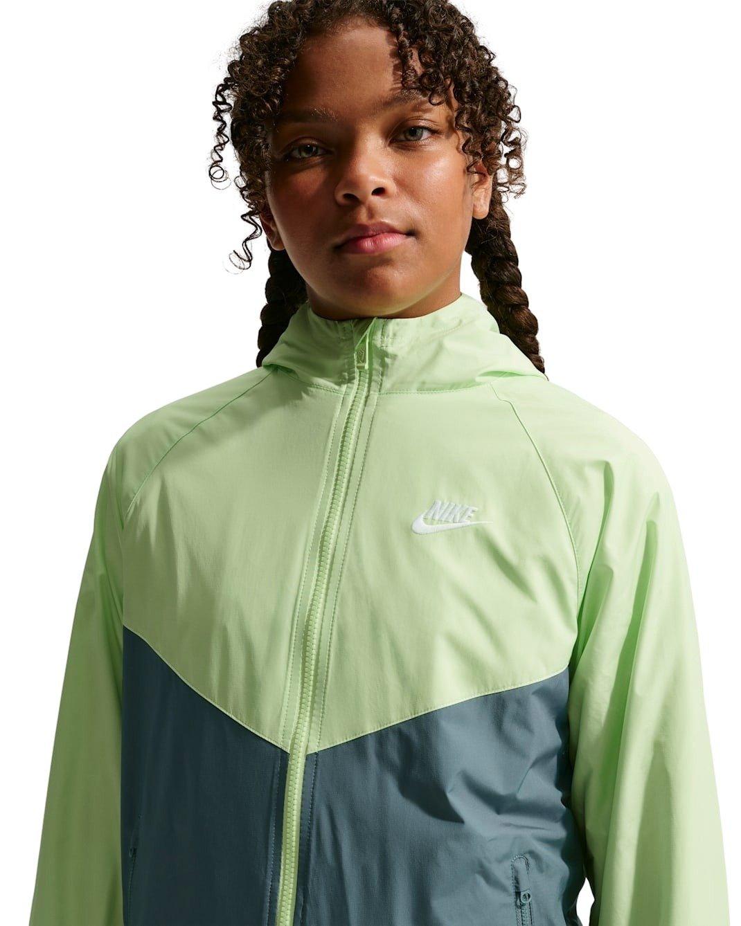 Nike Sportswear Windrunner Hooded Repel Big Kids' Grey/Green Jacket