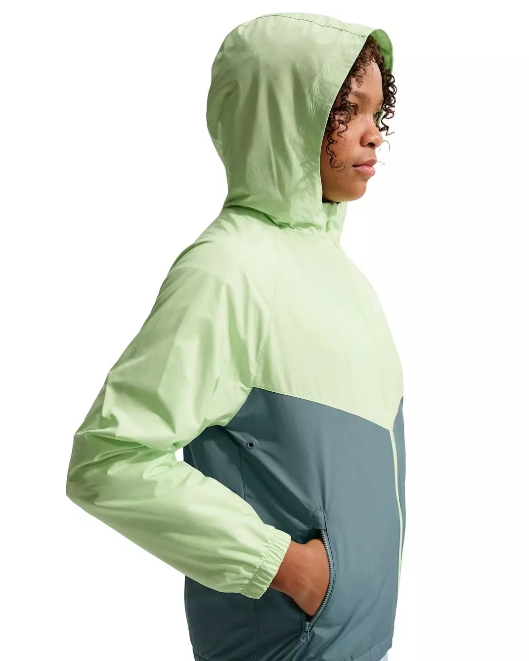 Nike Big Kids' Sportswear Windrunner Hooded Repel Jacket - Grey/Green - GREY/GREEN