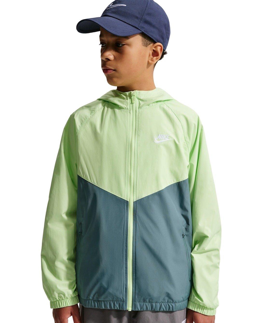 Nike Sportswear Windrunner Hooded Repel Big Kids' Grey/Green Jacket