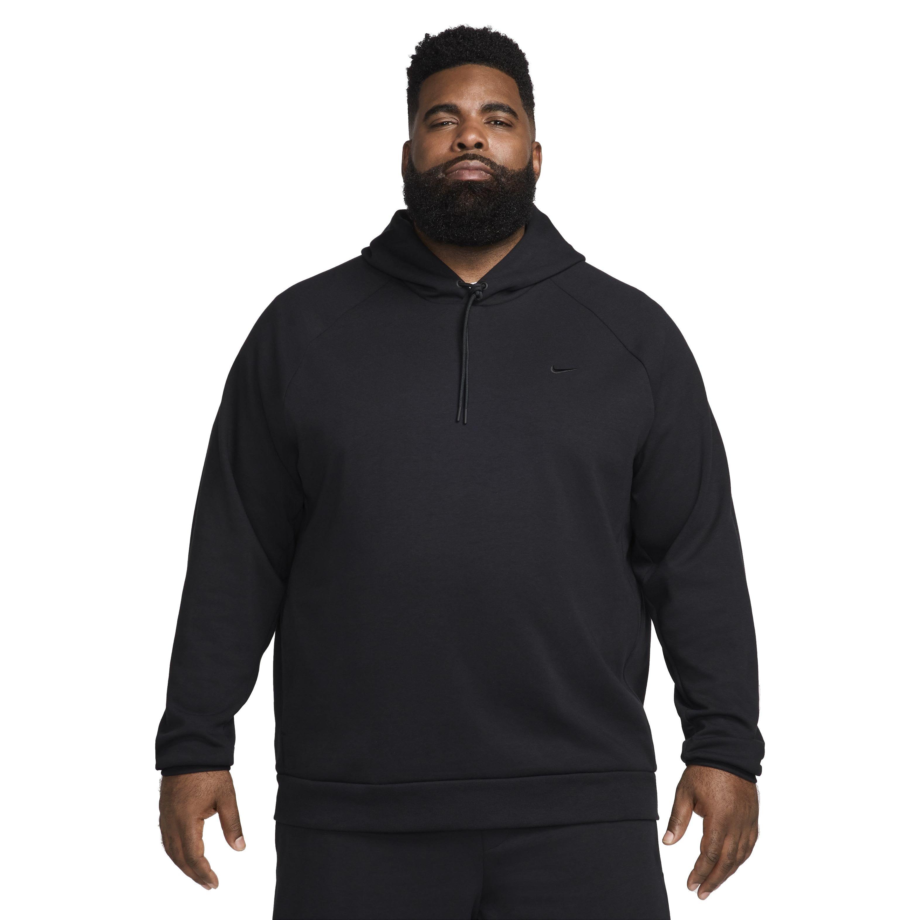 Nike Men's Primary Dri-FIT UV Pullover Versatile Hoodie - BLACK Thumbnail View 8