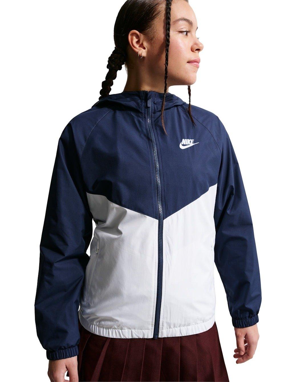 Nike Sportswear Windrunner Hooded Repel Big Kids' Navy/White Jacket