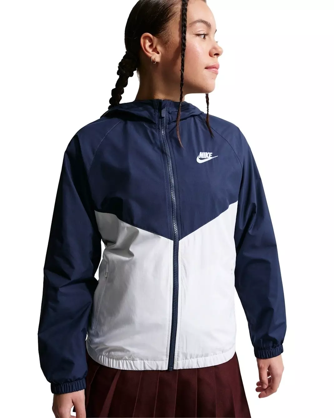 Nike Big Kids' Sportswear Windrunner Hooded Repel Jacket - Navy/White - NAVY/WHITE