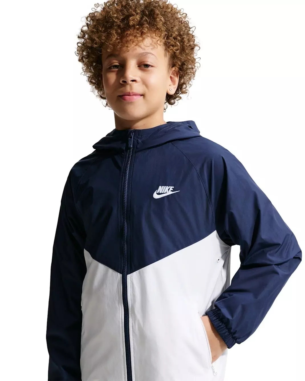 Nike Big Kids' Sportswear Windrunner Hooded Repel Jacket - Navy/White - NAVY/WHITE