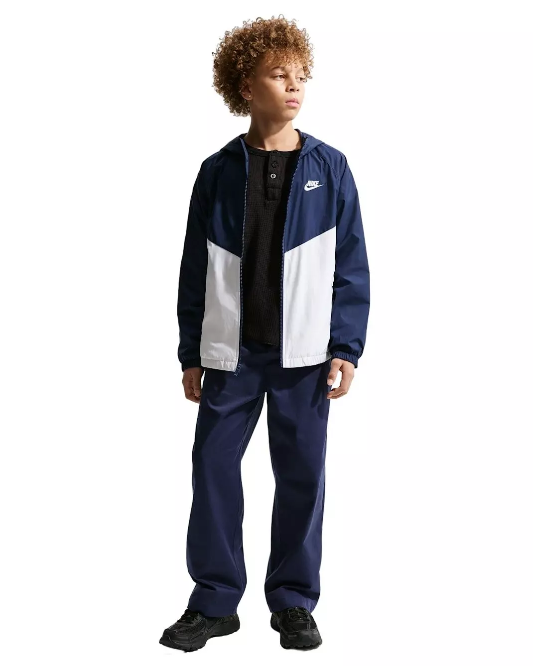 Nike Big Kids' Sportswear Windrunner Hooded Repel Jacket - Navy/White - NAVY/WHITE