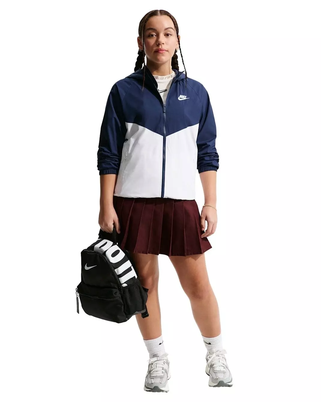 Nike Big Kids' Sportswear Windrunner Hooded Repel Jacket - Navy/White - NAVY/WHITE