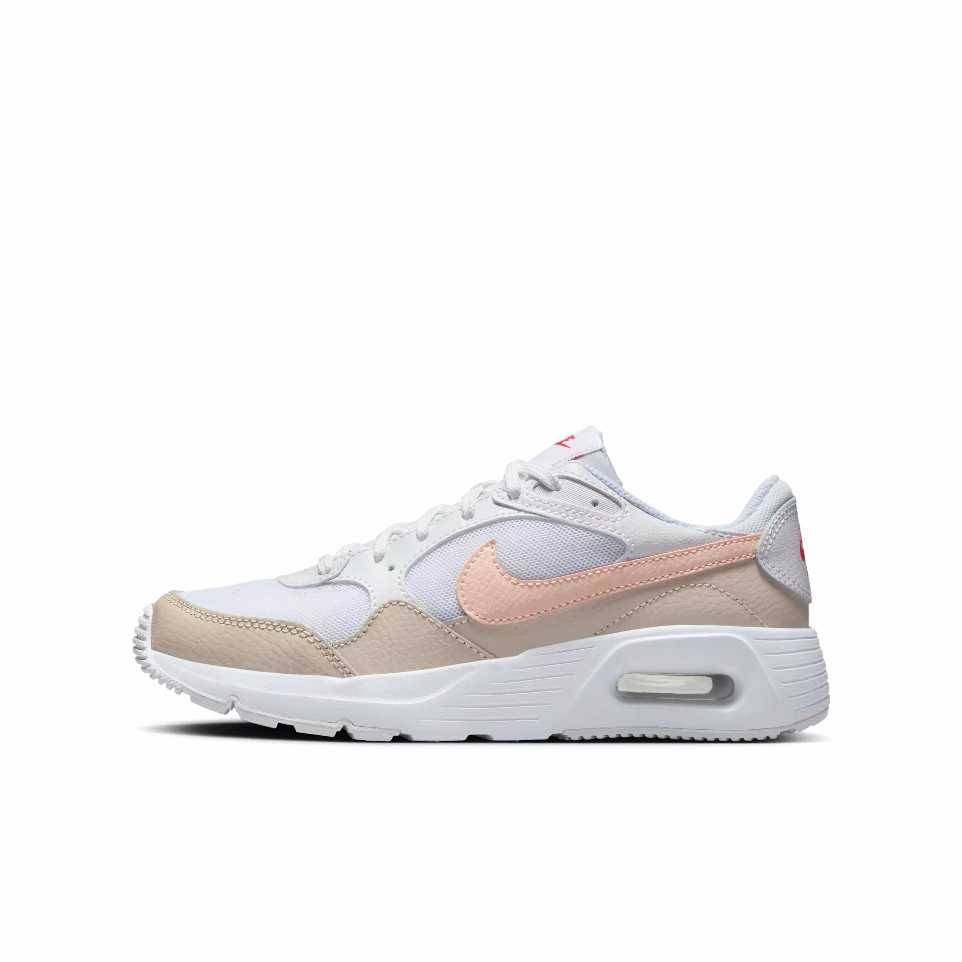 Nike Air Max SC "White/Light Orewood Brown/Ember Glow/Echo Pink" Grade School Girls' Shoe - WHITE/LT BROWN/EMBER/PINK