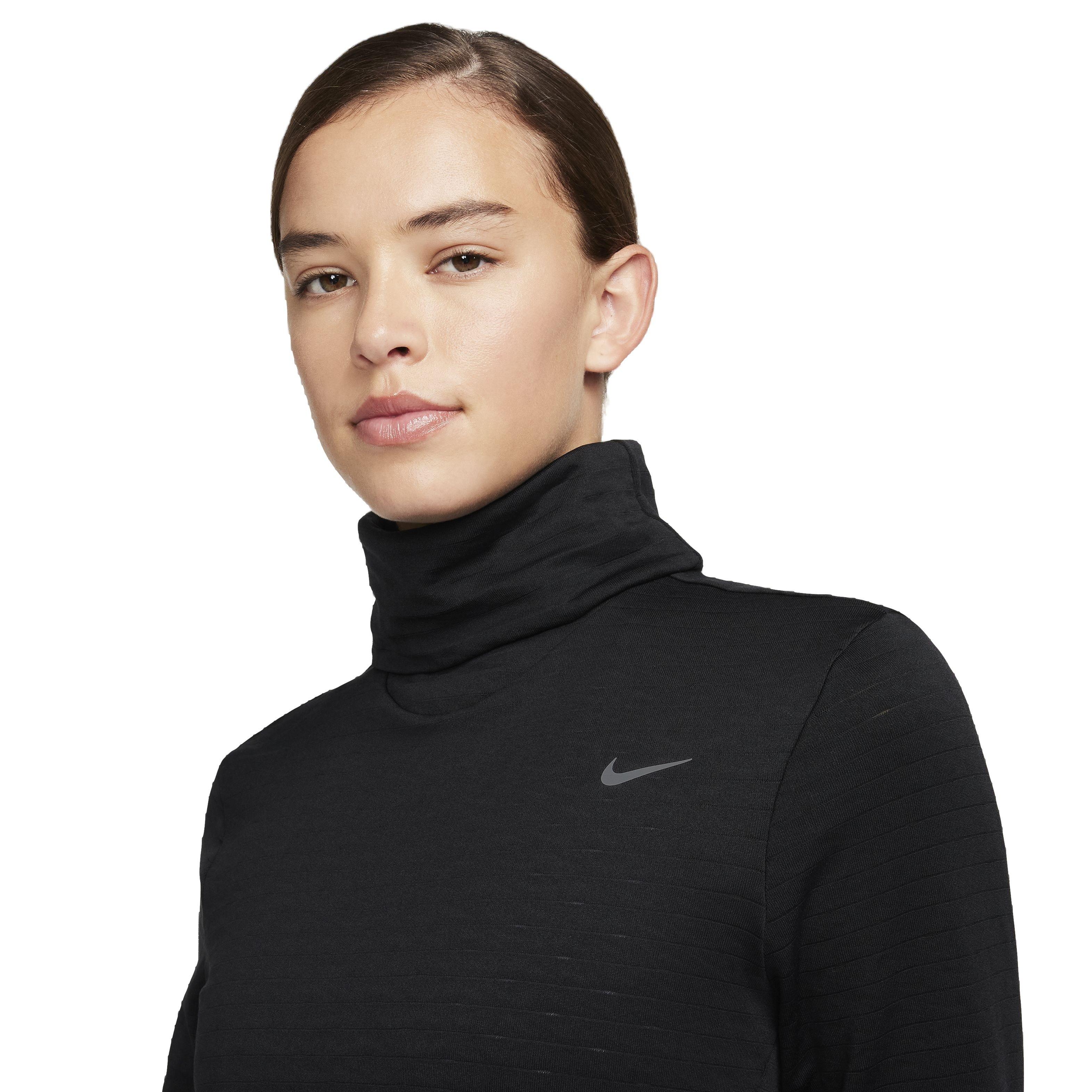 Nike Women's Therma-FIT Swift Element Turtleneck Running Top - BLACK Thumbnail View 3