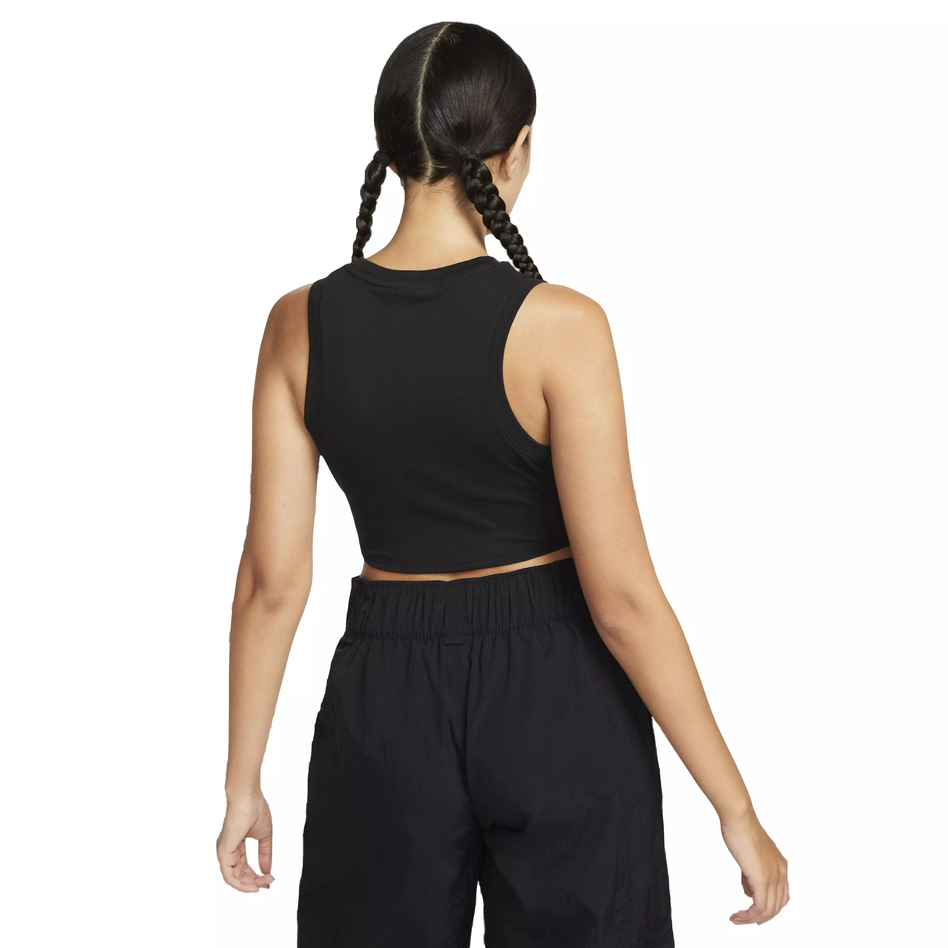 Nike Women's Sportswear Essential Ribbed Cropped Tank - BLACK