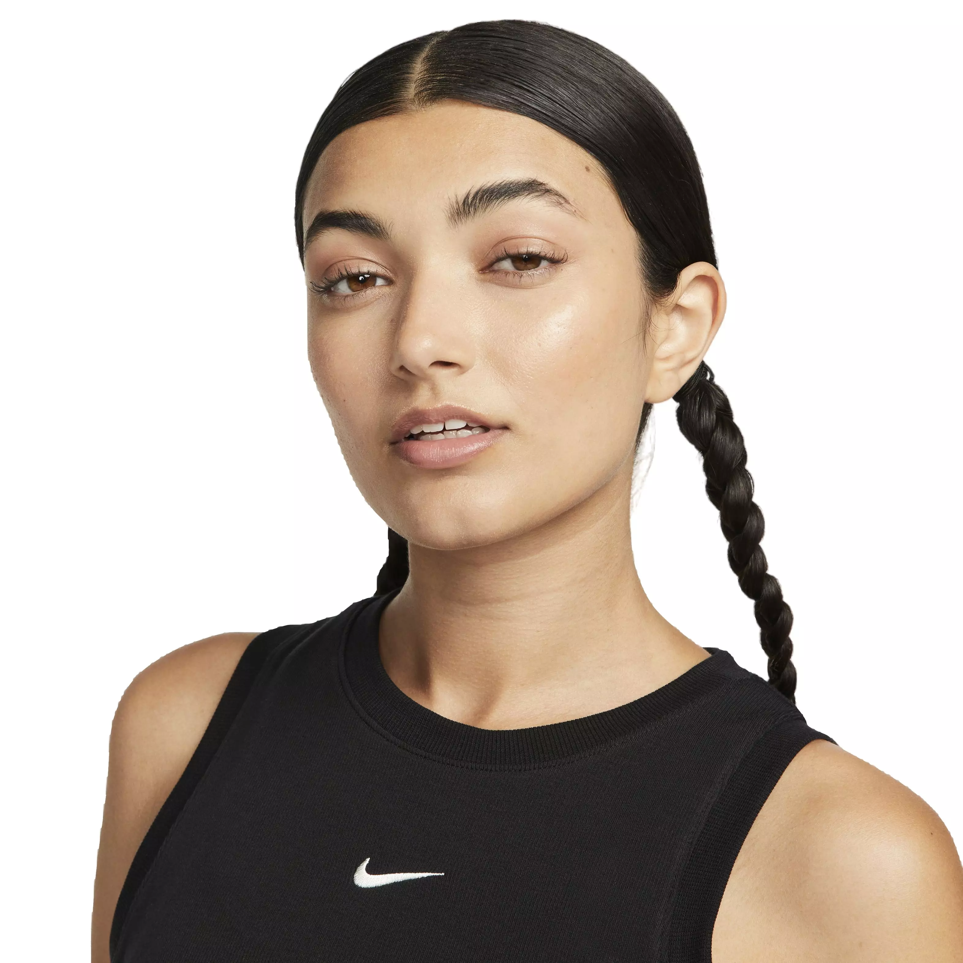 Nike Women's Sportswear Essential Ribbed Cropped Tank - BLACK