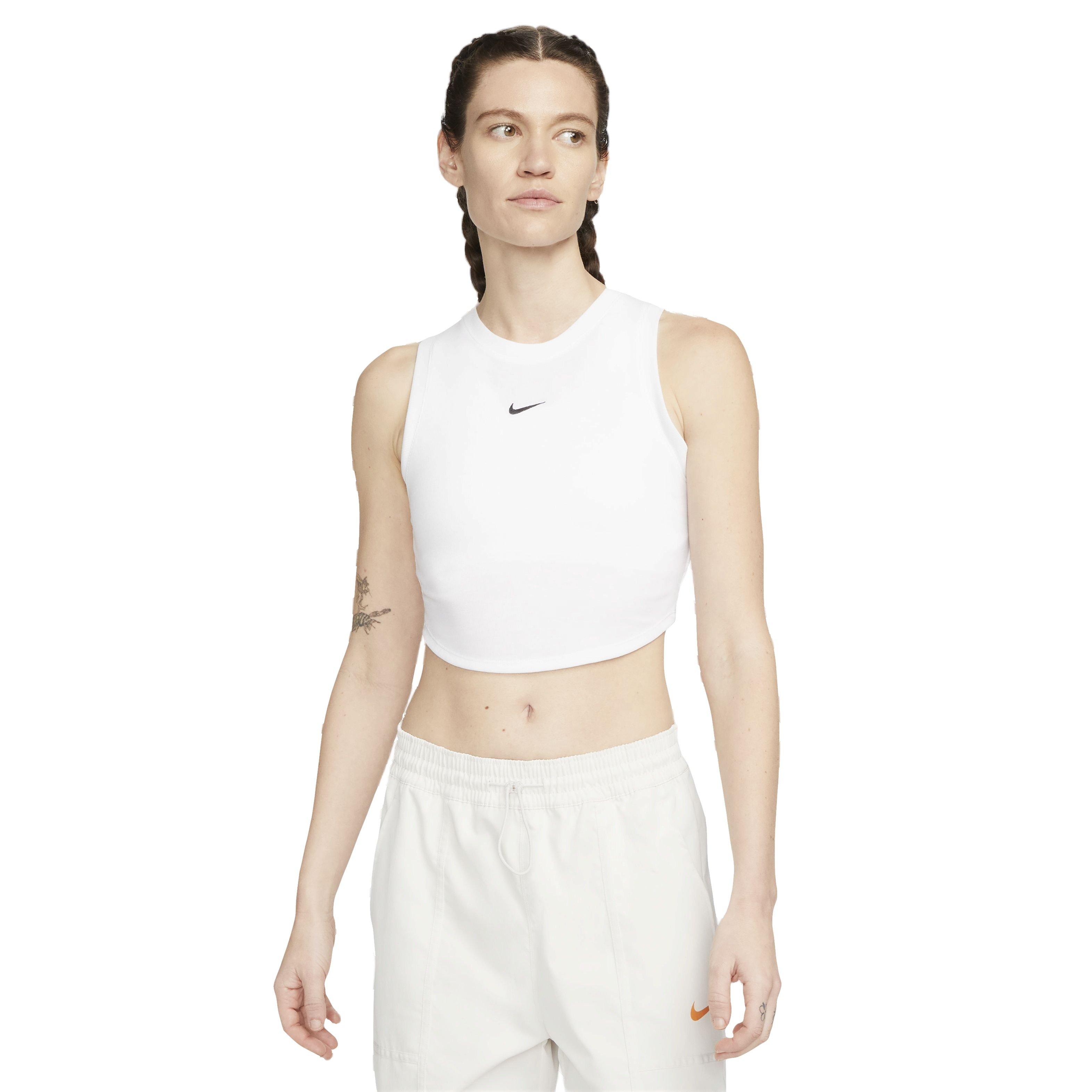 Nike Women's Sportswear Essential Ribbed Cropped Tank - WHITE Thumbnail View 1