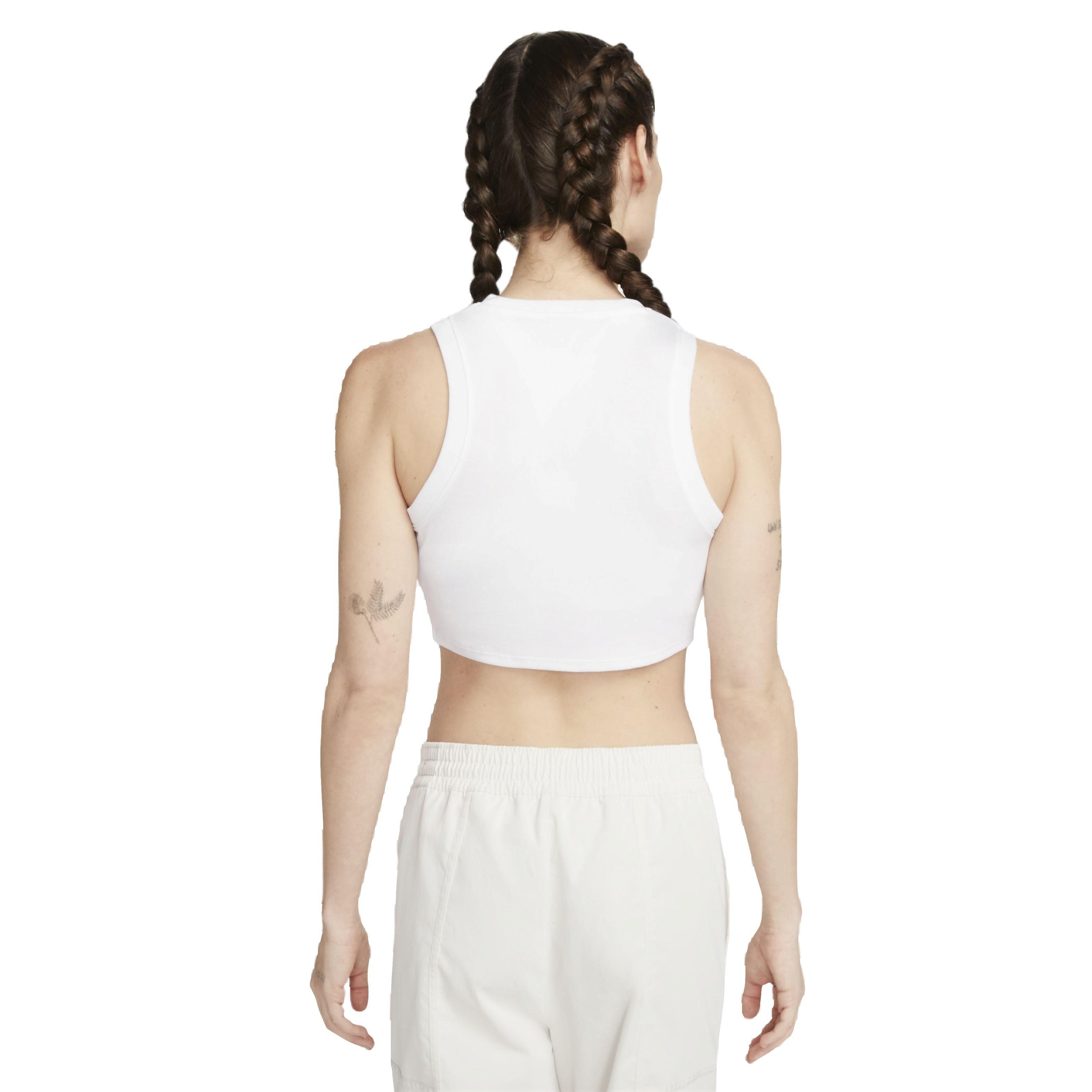 Nike Women's Sportswear Essential Ribbed Cropped Tank - WHITE Thumbnail View 2