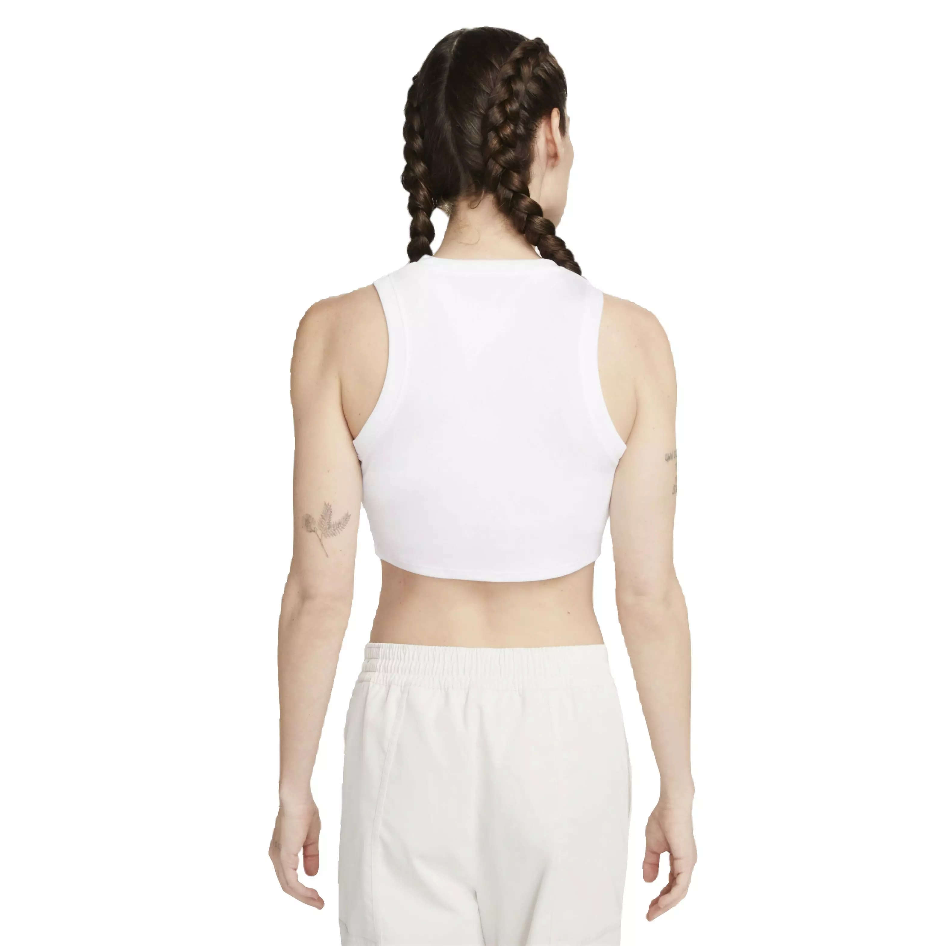 Nike Women's Sportswear Essential Ribbed Cropped Tank - WHITE