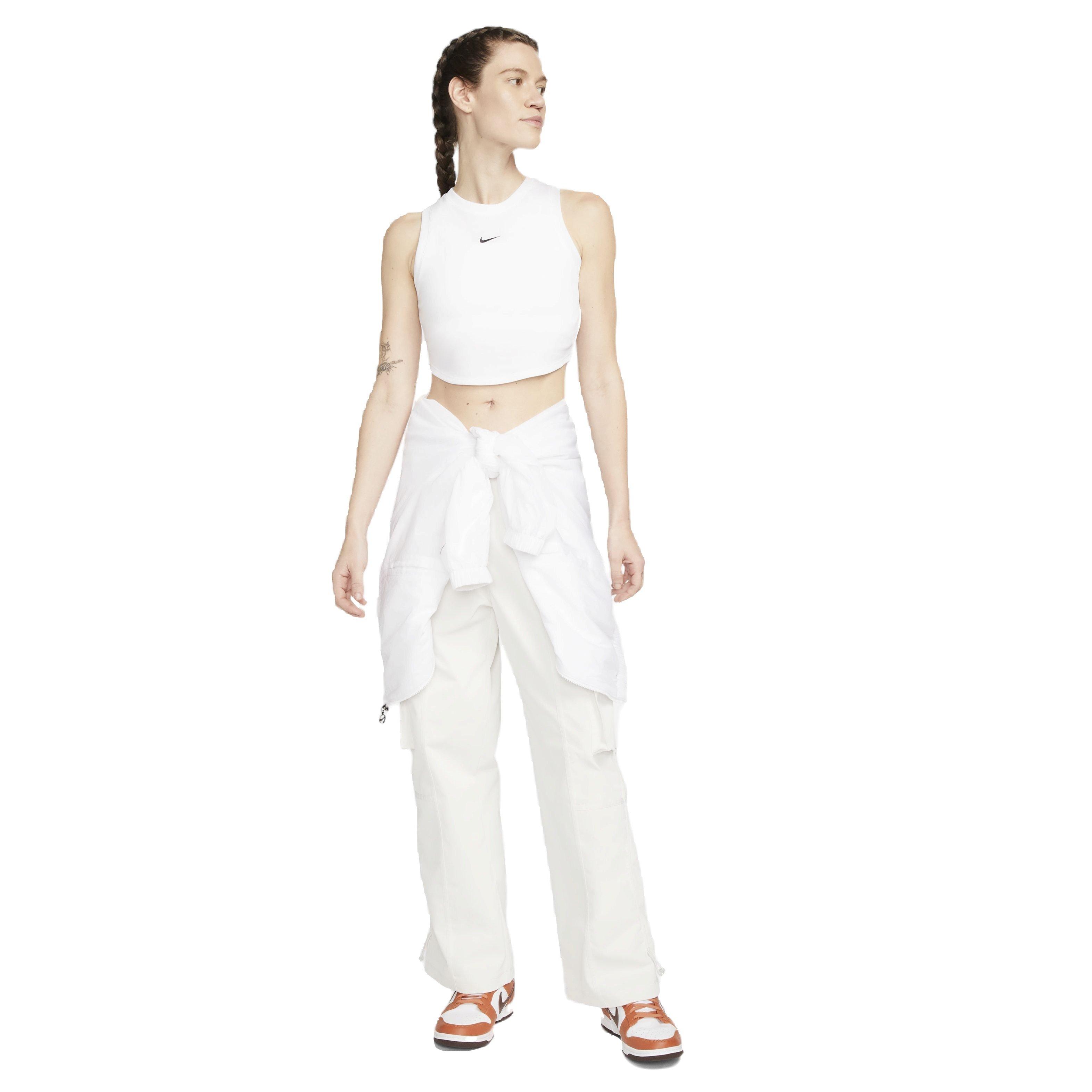 Nike Women's Sportswear Essential Ribbed Cropped Tank - WHITE Thumbnail View 5