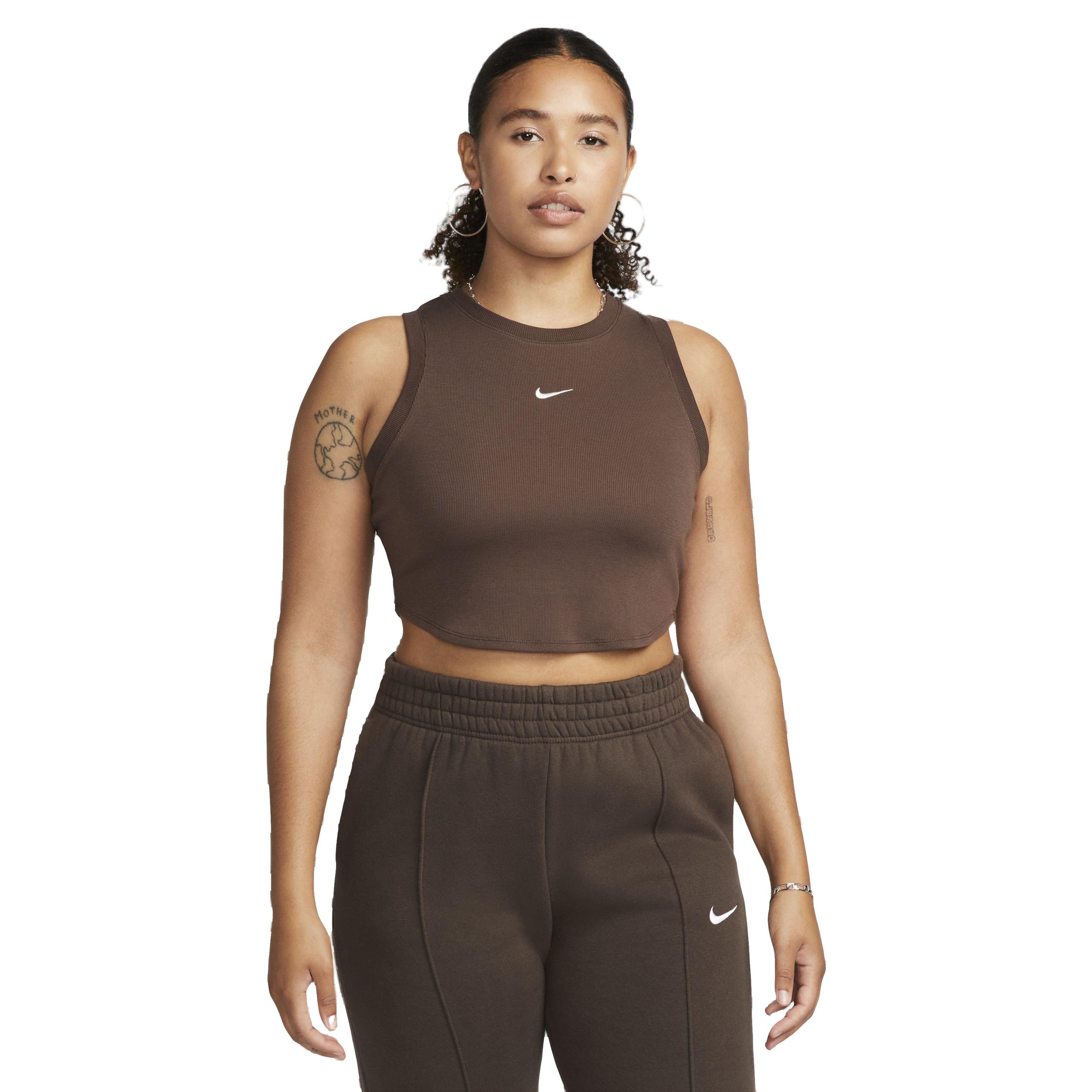 Nike Women's Sportswear Essential Ribbed Cropped Tank - BROWN Thumbnail View 1