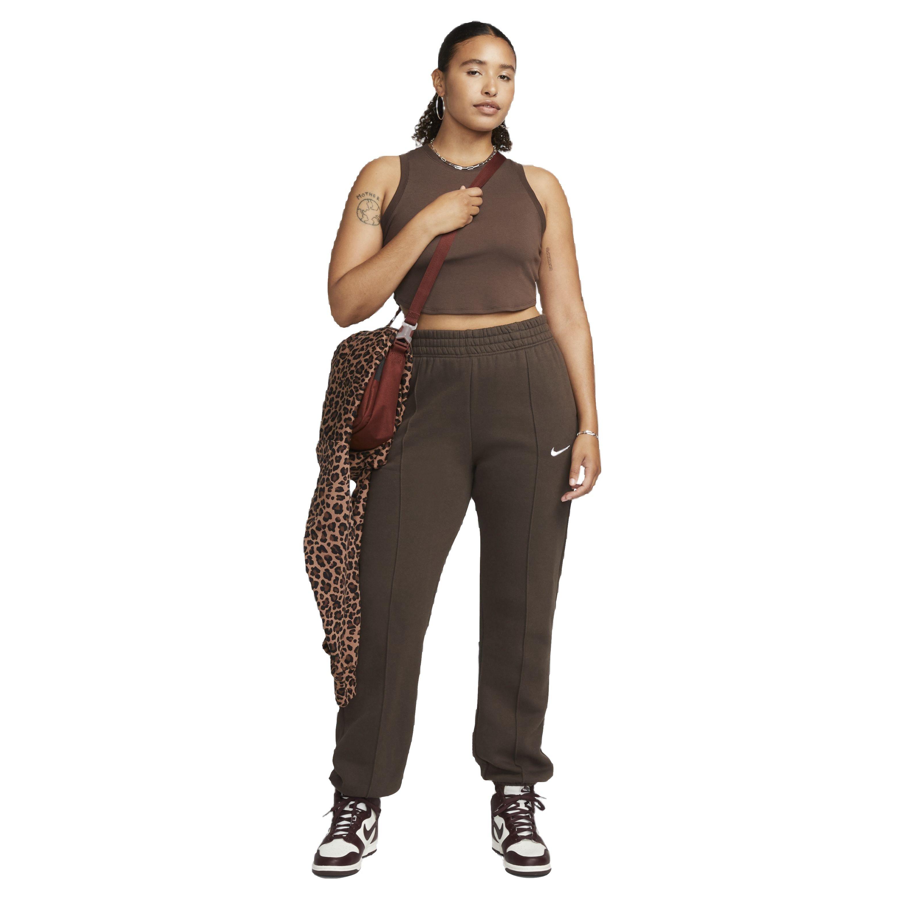 Nike Women's Sportswear Essential Ribbed Cropped Tank - BROWN Thumbnail View 5