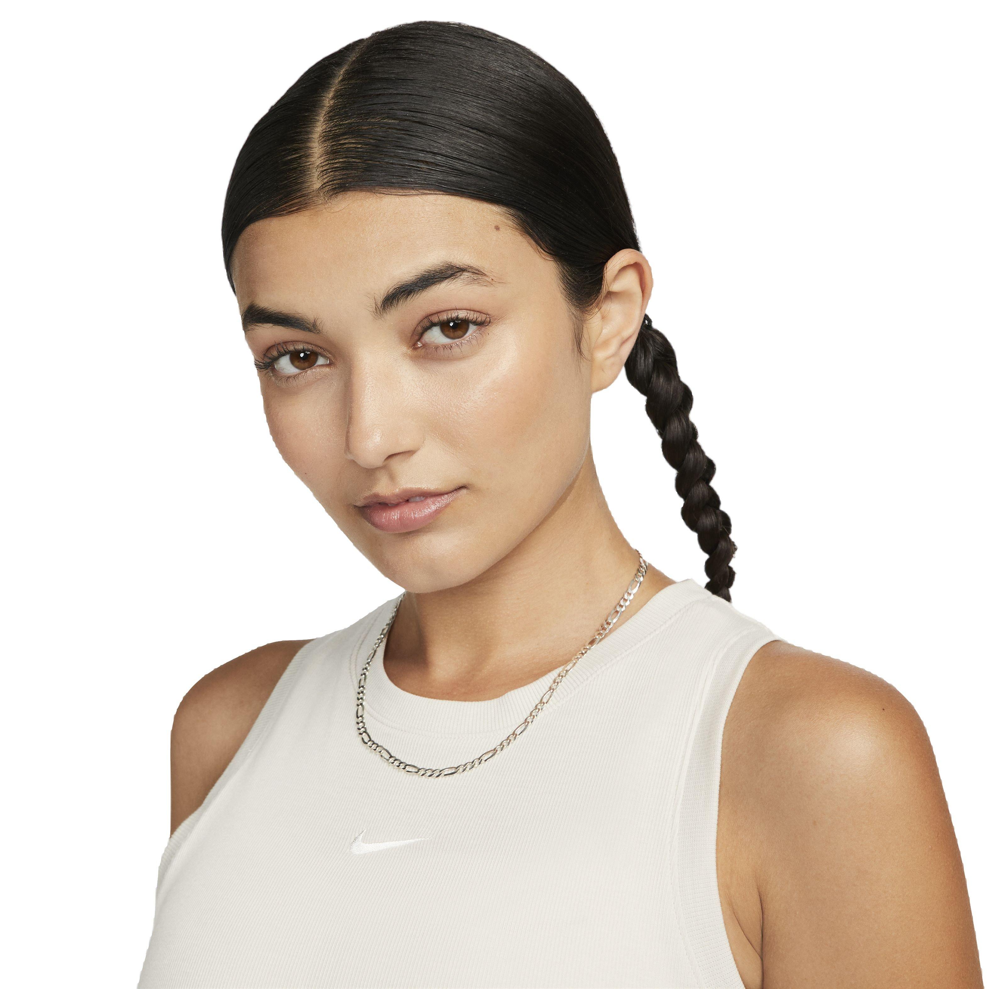 Nike Women's Sportswear Essential Ribbed Cropped Tank - LT BROWN Thumbnail View 3