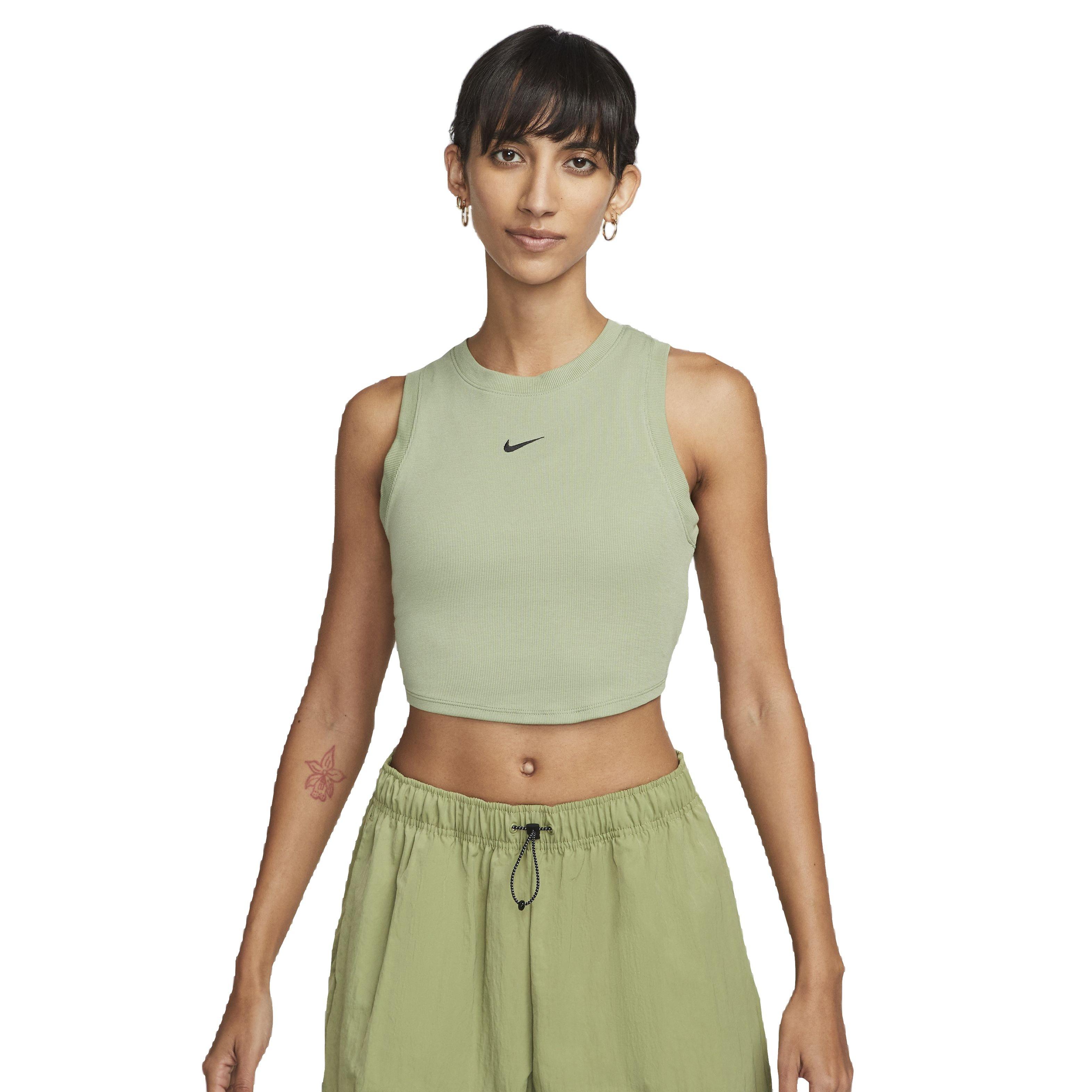 Nike Women's Sportswear Essential Ribbed Cropped Tank - GREEN Thumbnail View 1