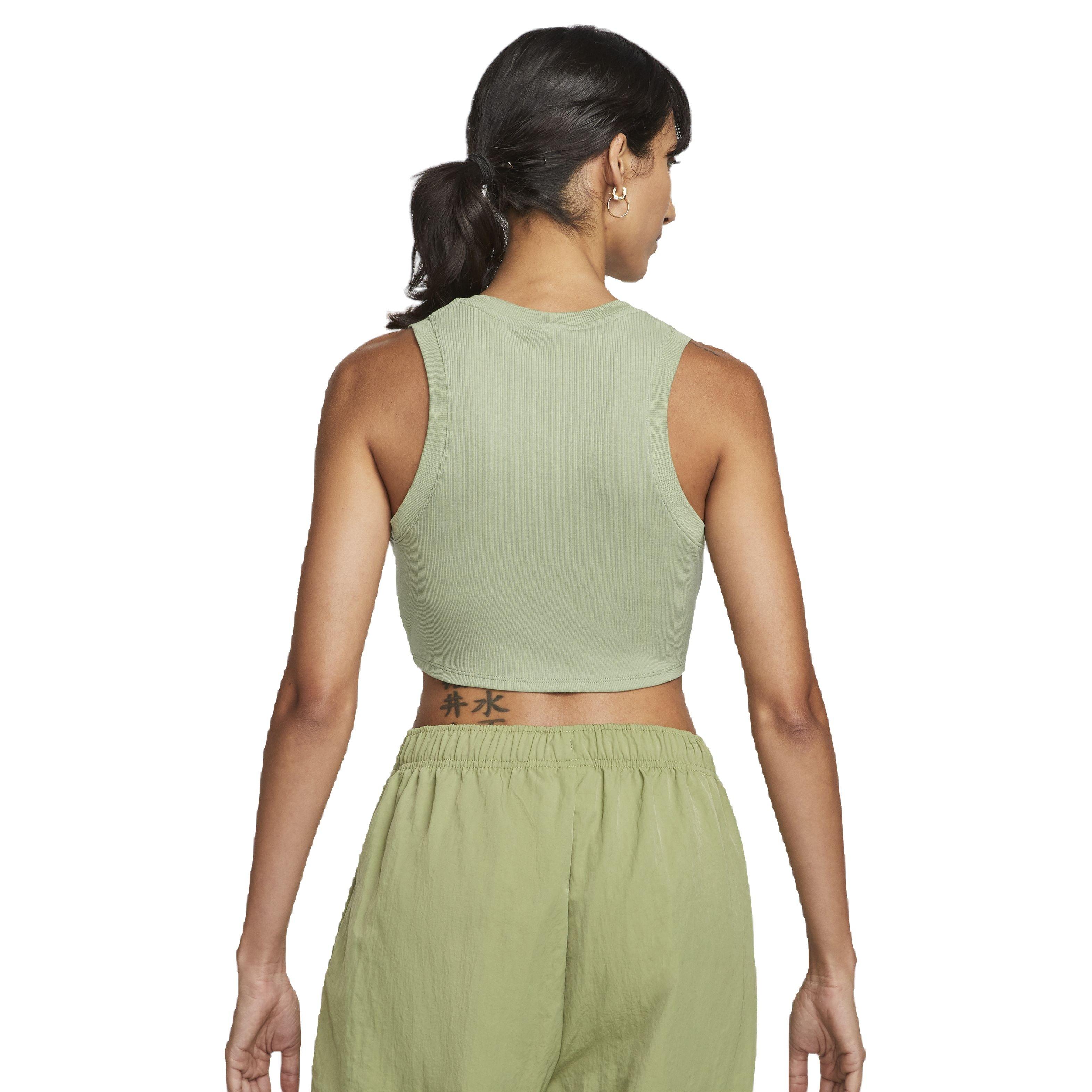 Nike Women's Sportswear Essential Ribbed Cropped Tank - GREEN Thumbnail View 2