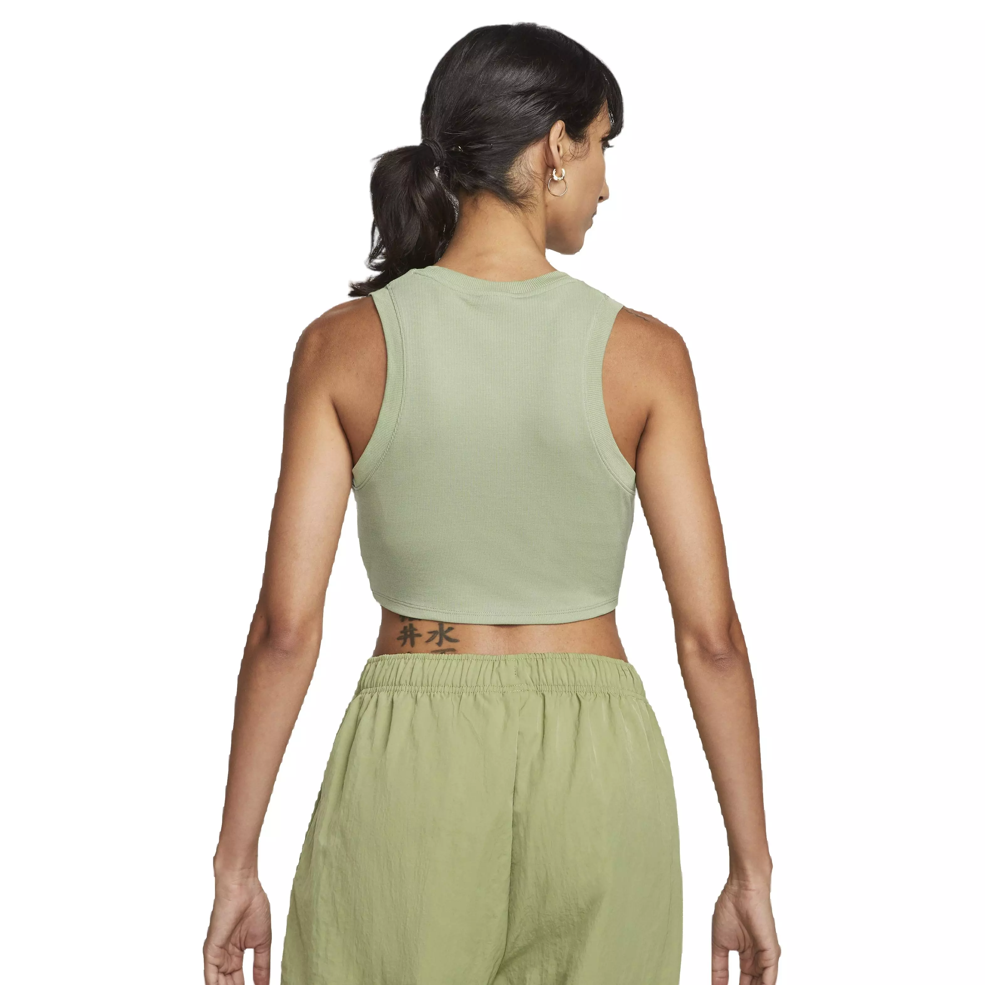 Nike Women's Sportswear Essential Ribbed Cropped Tank - GREEN
