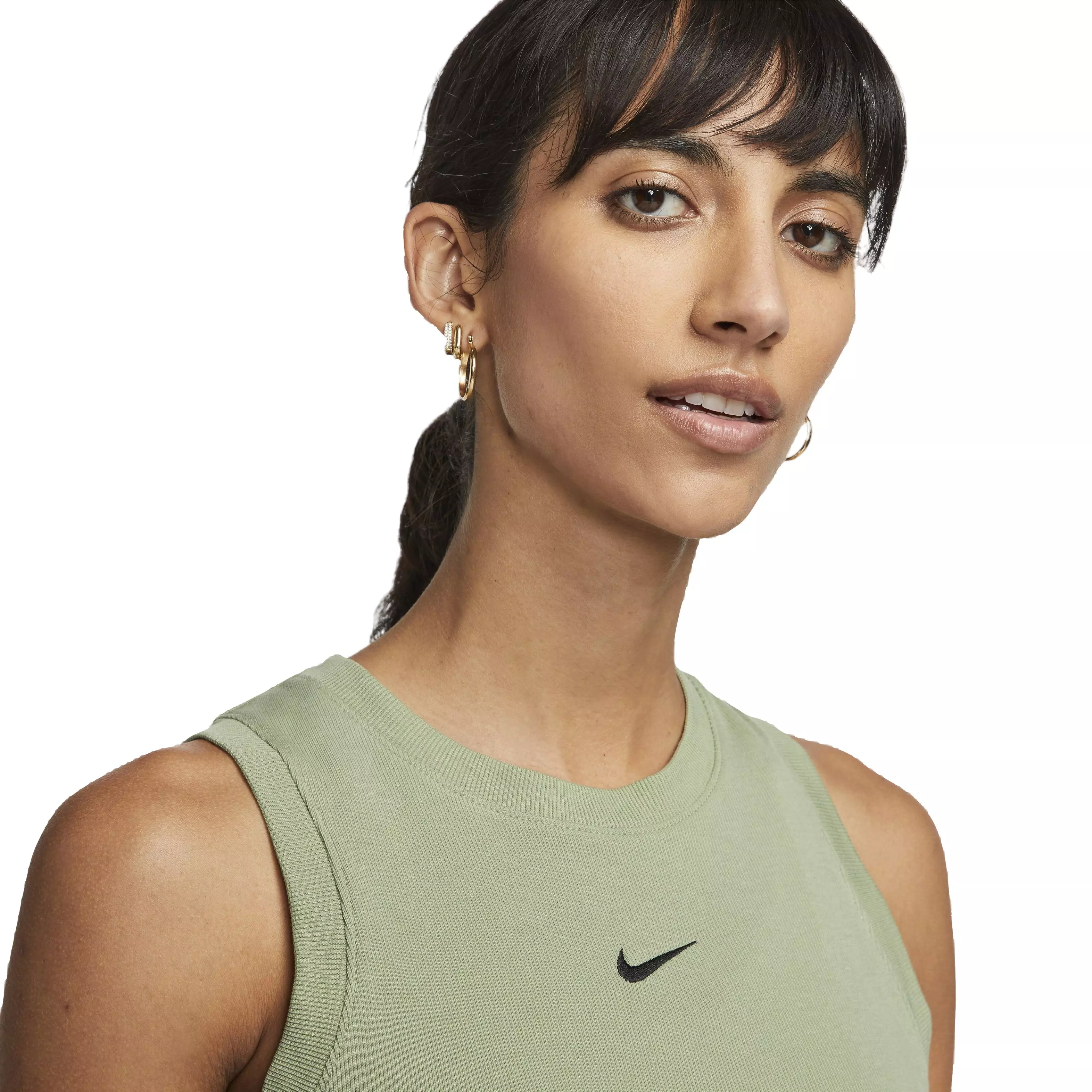Nike Women's Sportswear Essential Ribbed Cropped Tank - GREEN