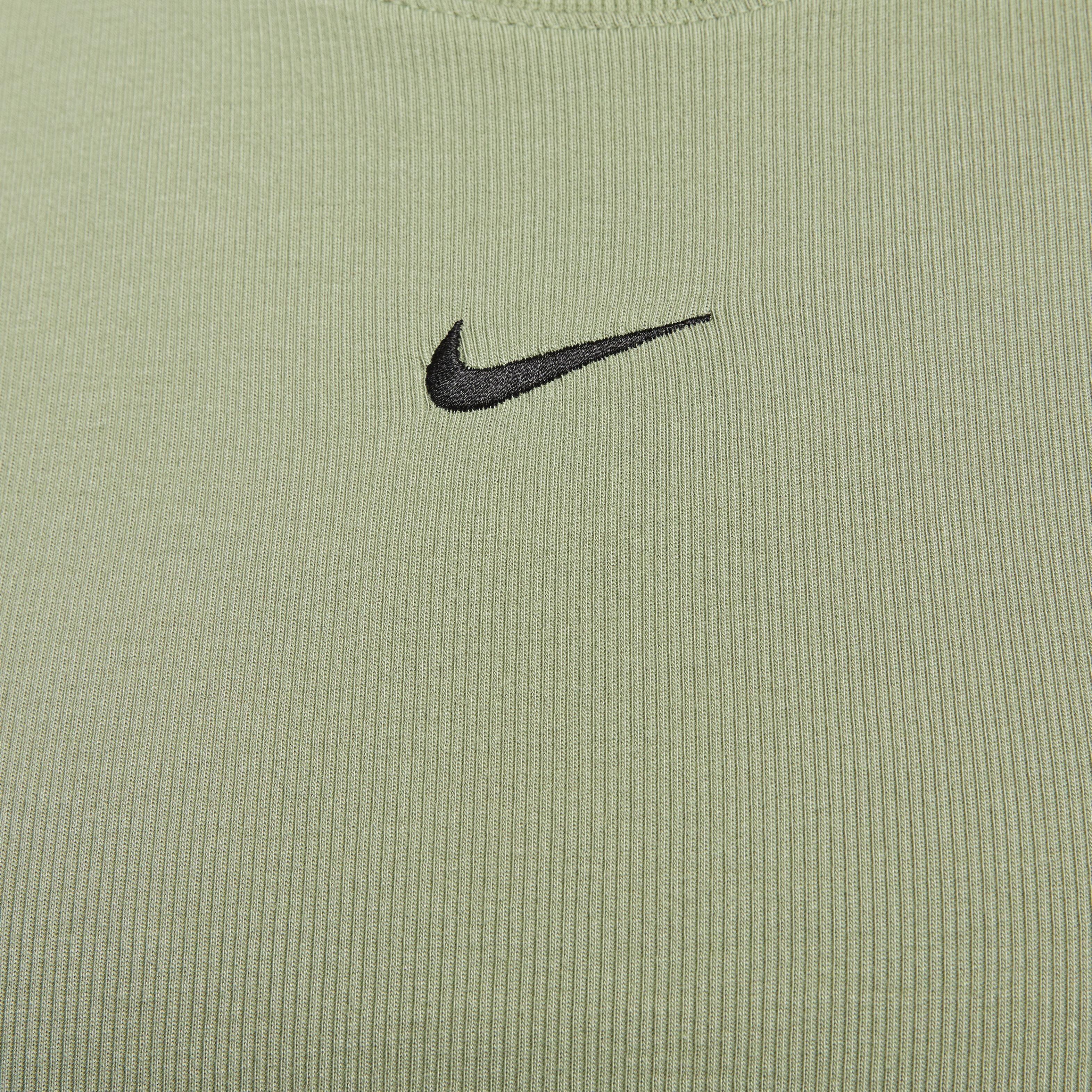 Nike Women's Sportswear Essential Ribbed Cropped Tank - GREEN Thumbnail View 4