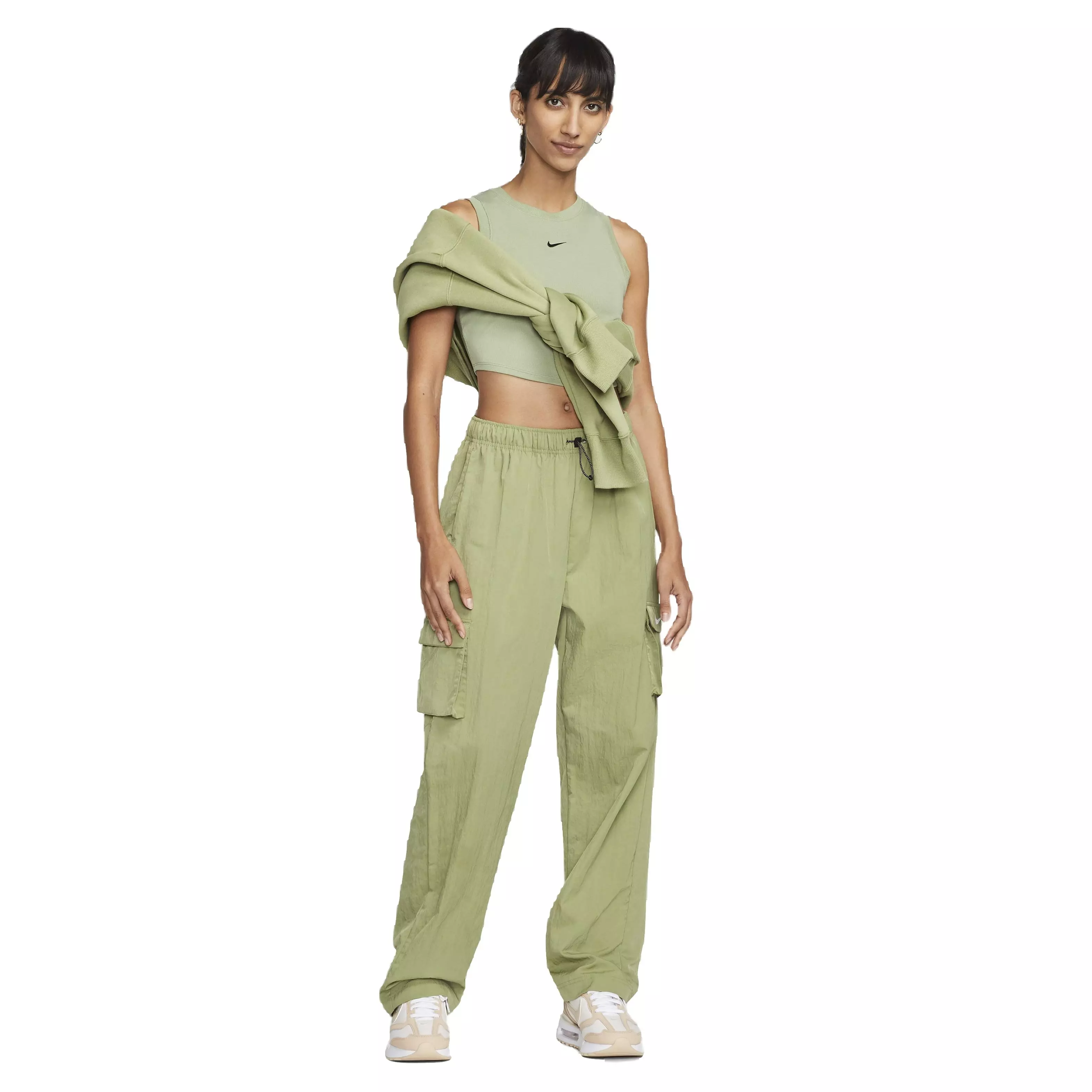 Nike Women's Sportswear Essential Ribbed Cropped Tank - GREEN