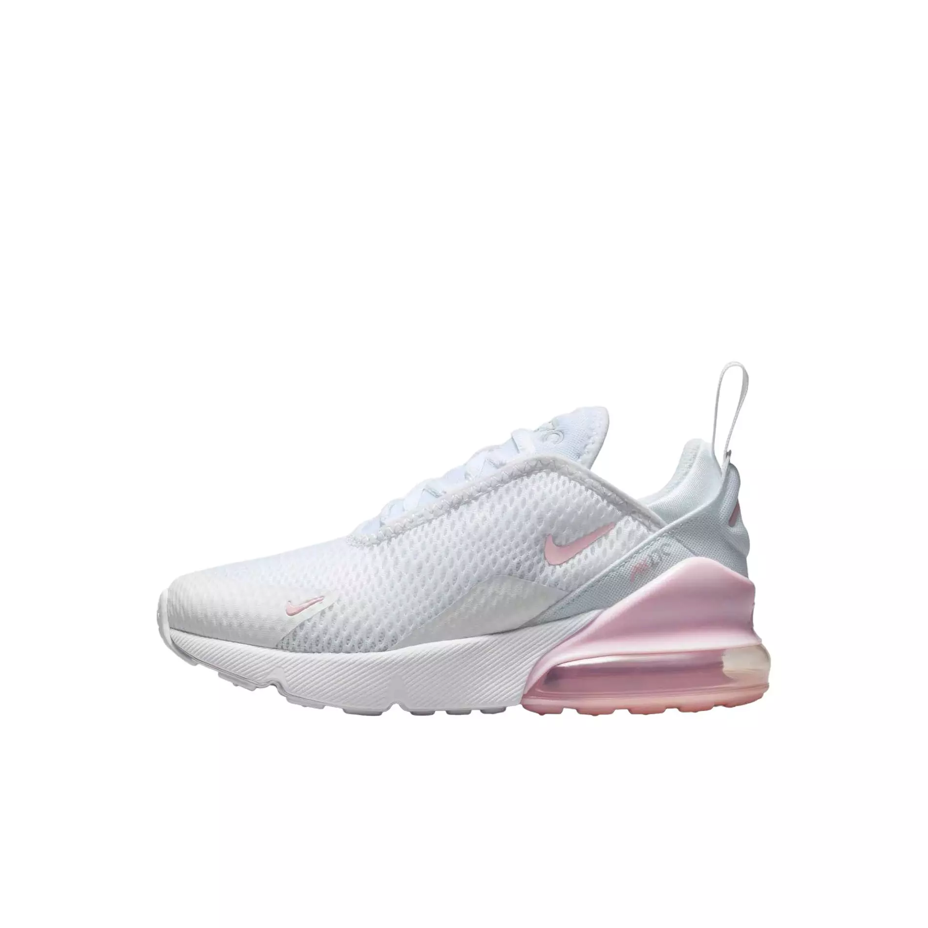 Nike Air Max 270 "White/Light Smoke Grey/Pink Foam" Preschool Girls' Shoe - WHITE/LT GREY/PINK