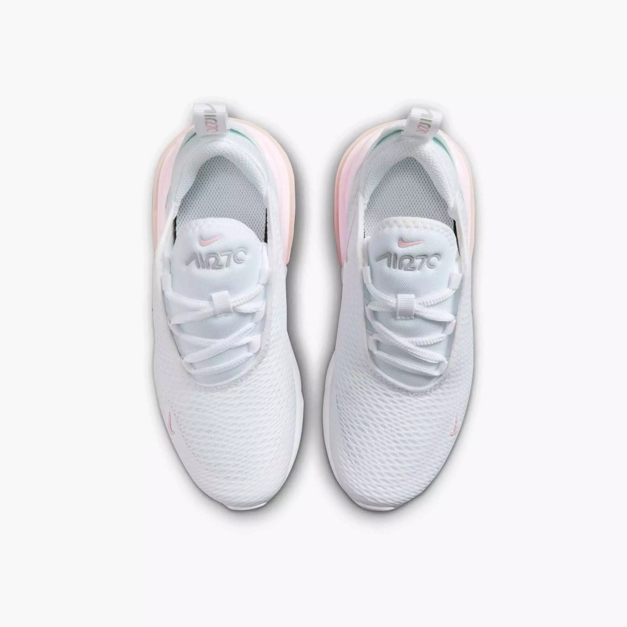 Nike Air Max 270 "White/Light Smoke Grey/Pink Foam" Preschool Girls' Shoe - WHITE/LT GREY/PINK