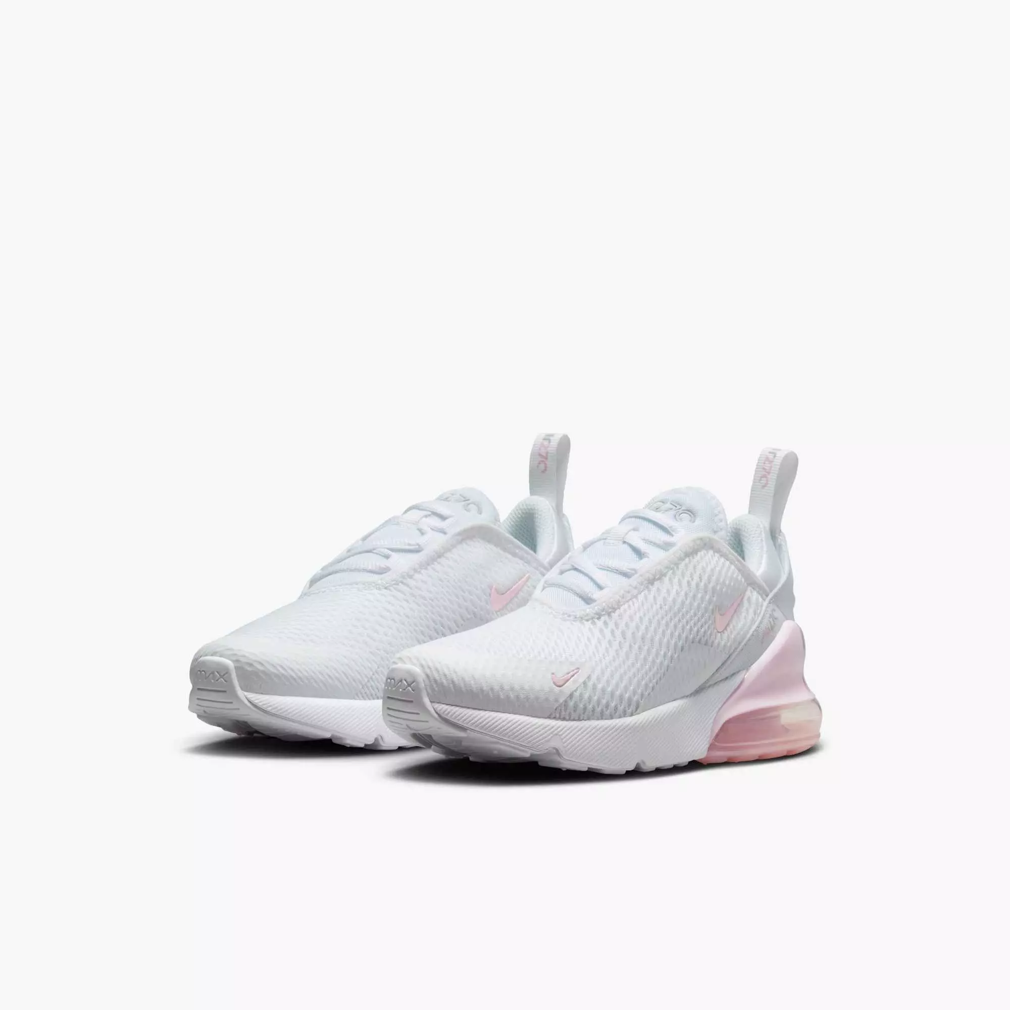 Nike Air Max 270 "White/Light Smoke Grey/Pink Foam" Preschool Girls' Shoe - WHITE/LT GREY/PINK