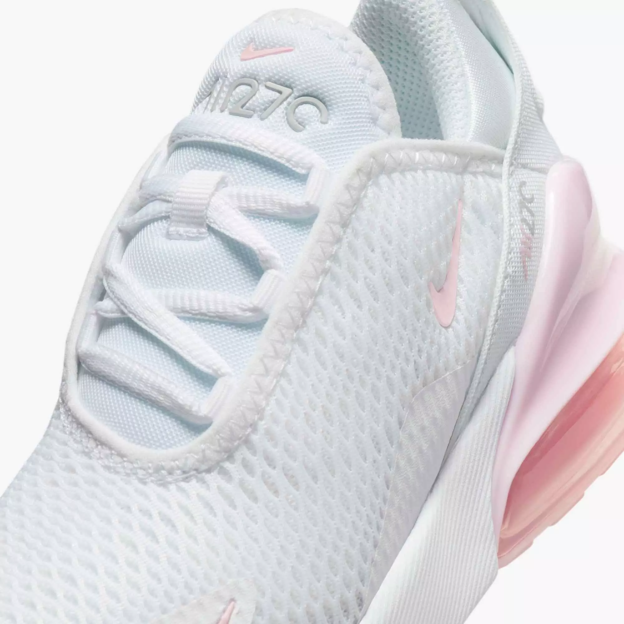 Nike Air Max 270 "White/Light Smoke Grey/Pink Foam" Preschool Girls' Shoe - WHITE/LT GREY/PINK
