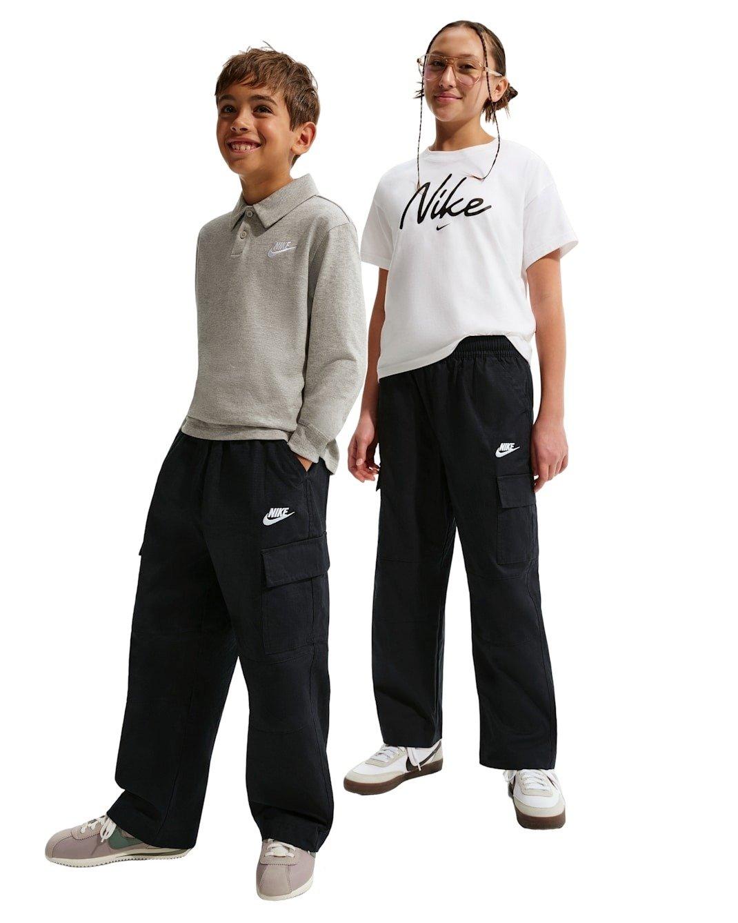 Nike Big Kids' Sportswear Club Woven Cargo Pants - Black - BLACK Thumbnail View 1