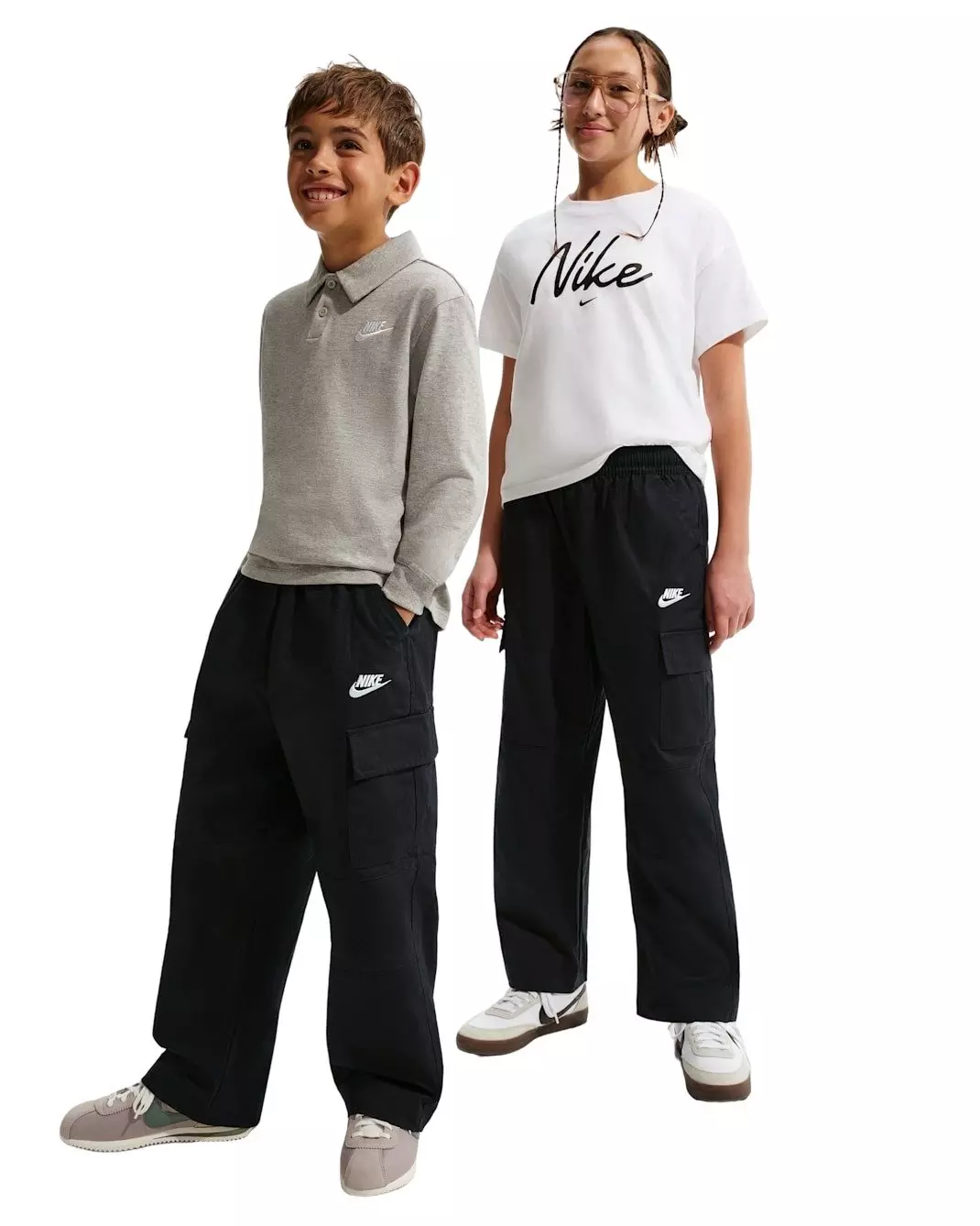 Nike Big Kids' Sportswear Club Woven Cargo Pants - Black - BLACK