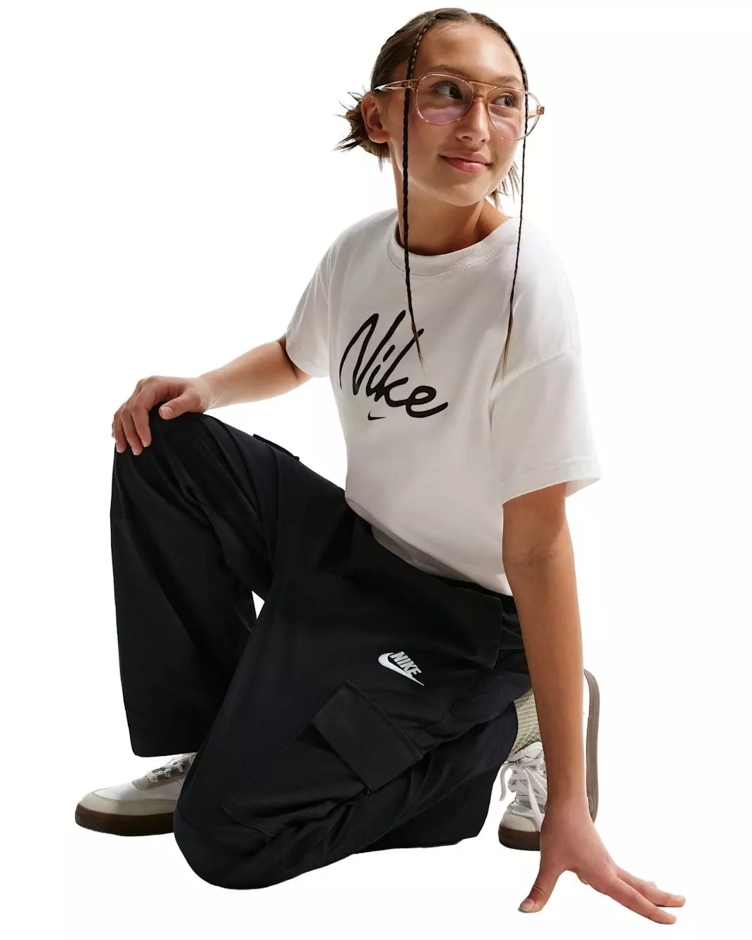 Nike Big Kids' Sportswear Club Woven Cargo Pants - Black - BLACK