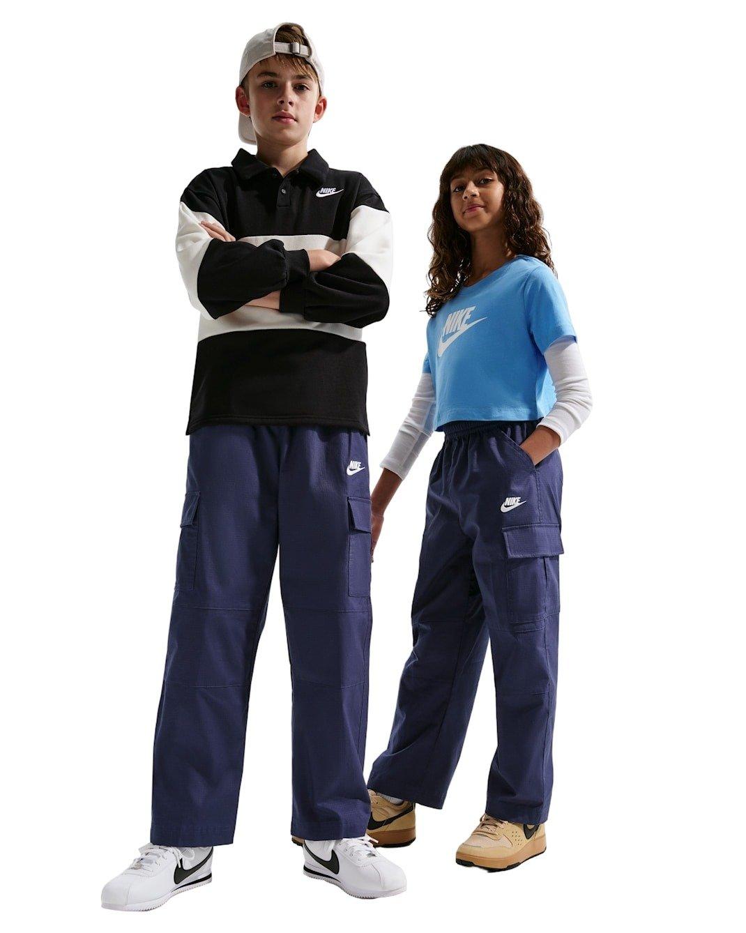 Nike Big Kids' Sportswear Club Woven Cargo Pants - Blue - BLUE Thumbnail View 1