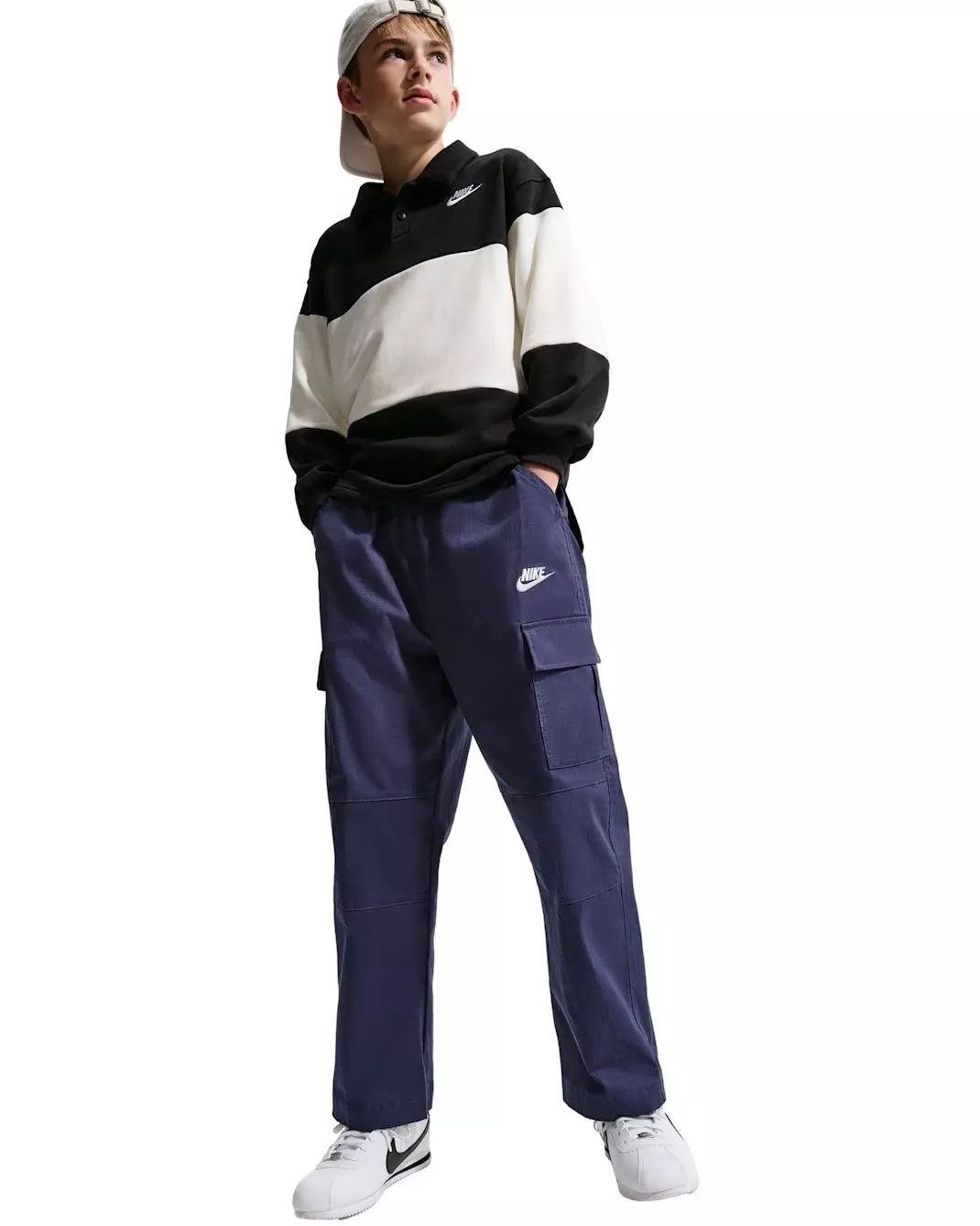 Nike Big Kids' Sportswear Club Woven Cargo Pants - Navy - NAVY