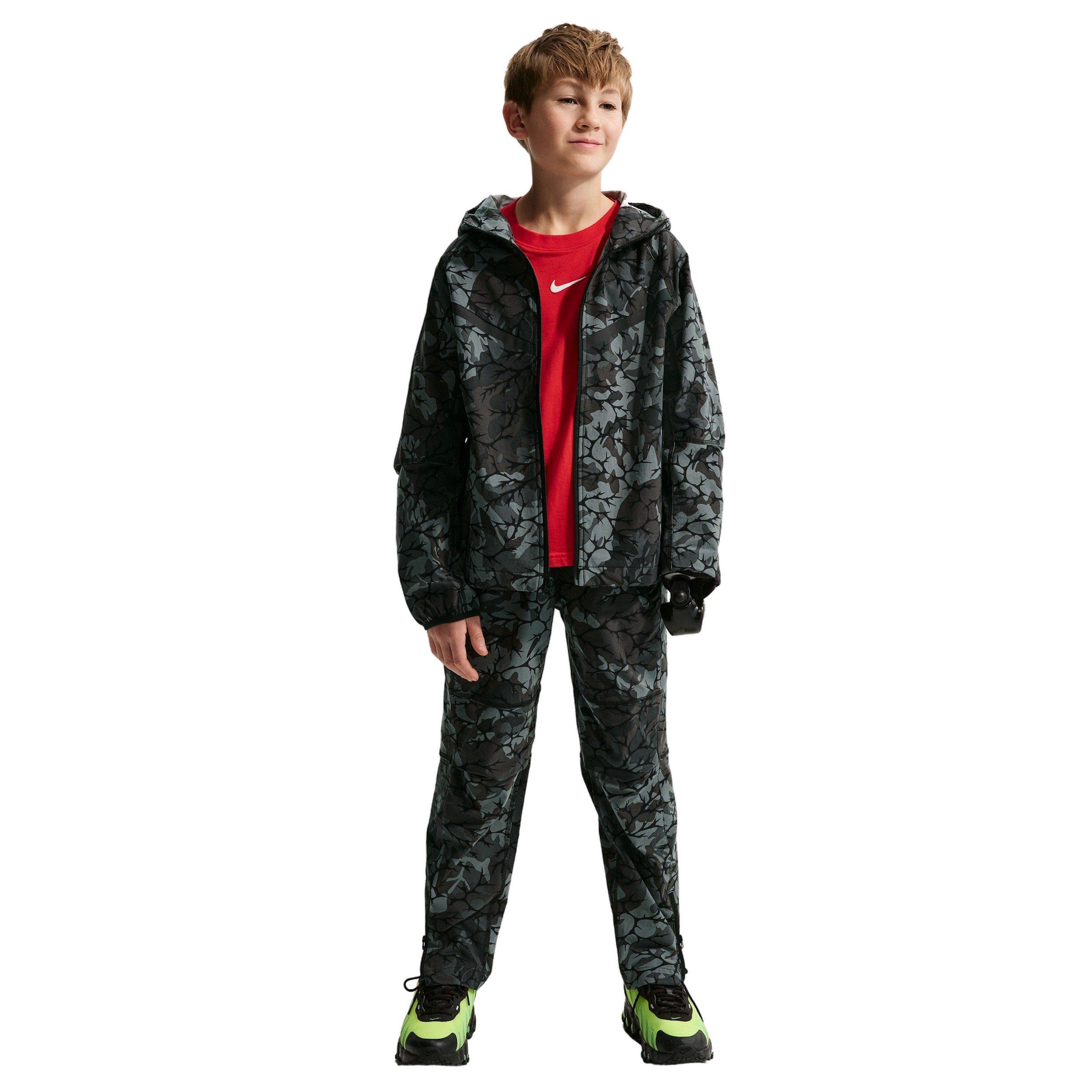 Nike Boys' Sportswear Tech Woven Full-Zip AOP Jacket - Black - BLACK Thumbnail View 4