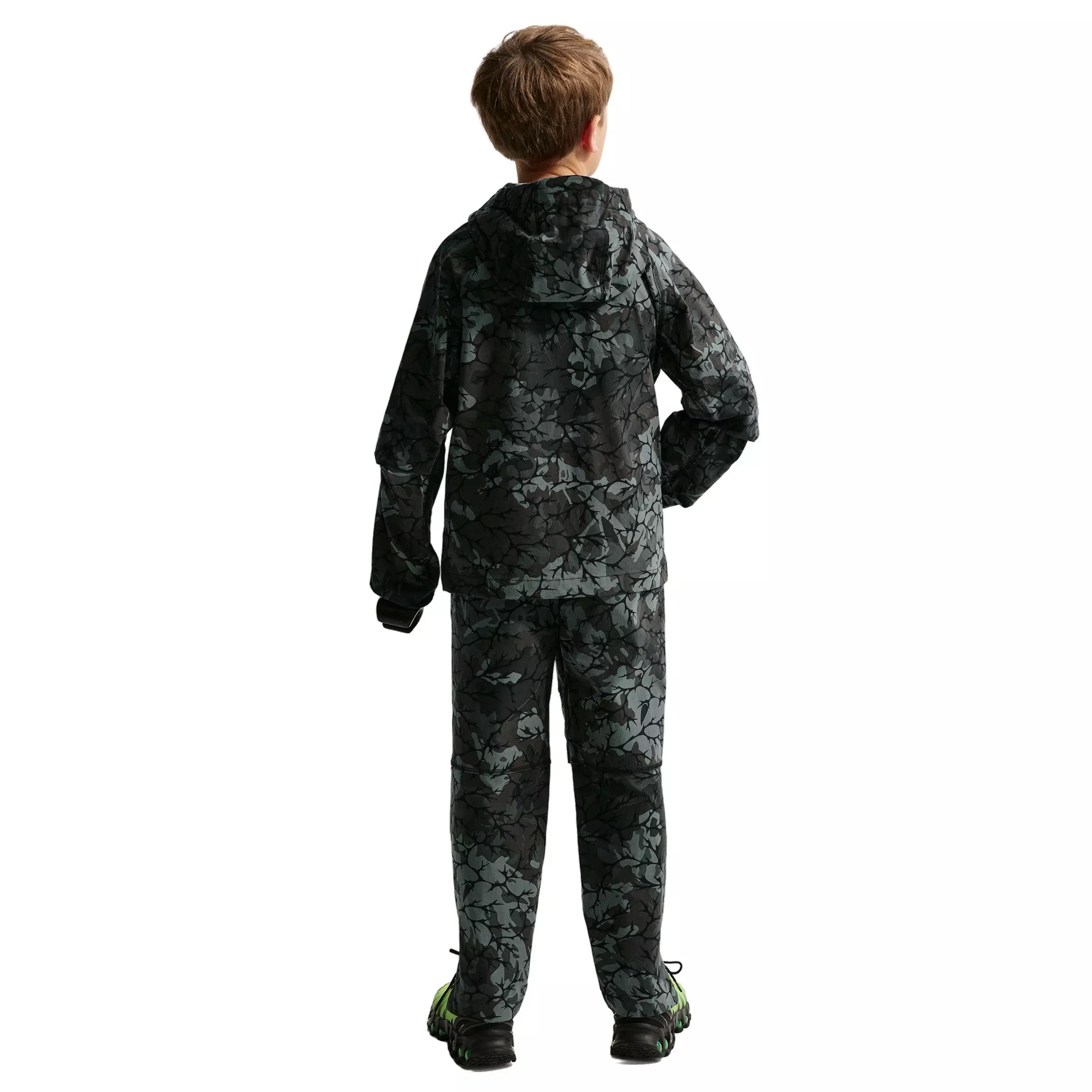 Nike Boys' Sportswear Tech Woven Full-Zip AOP Jacket -Black - BLACK