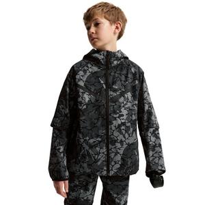 Nike Boys' Sportswear Tech Woven Full-Zip AOP Jacket -Black