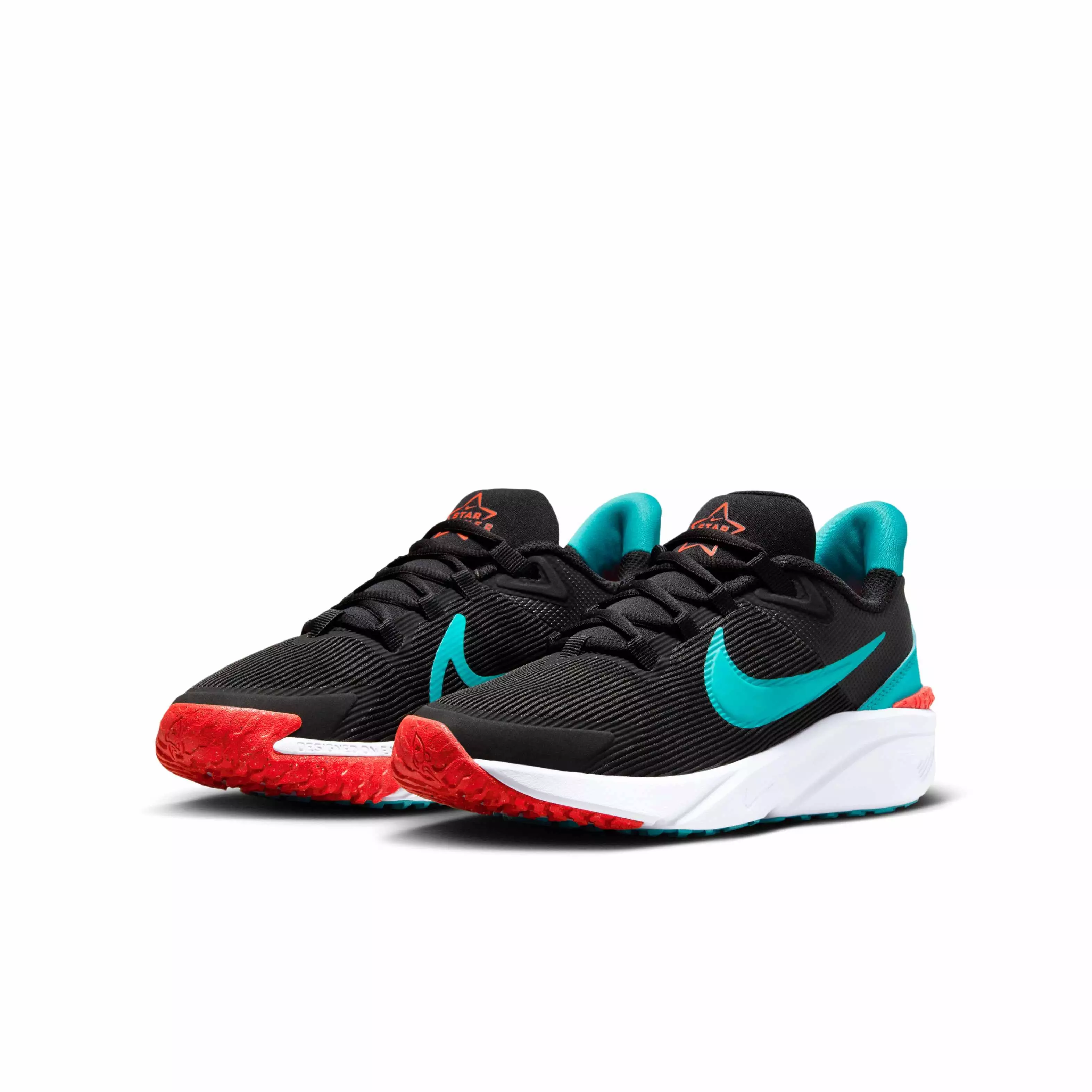 Nike Star Runner 4 "Black/Bright Crimson/White/Dusty Cactus" Grade School Boys' Running Shoe - BLACK/CRIMSON/WHITE/CACTUS