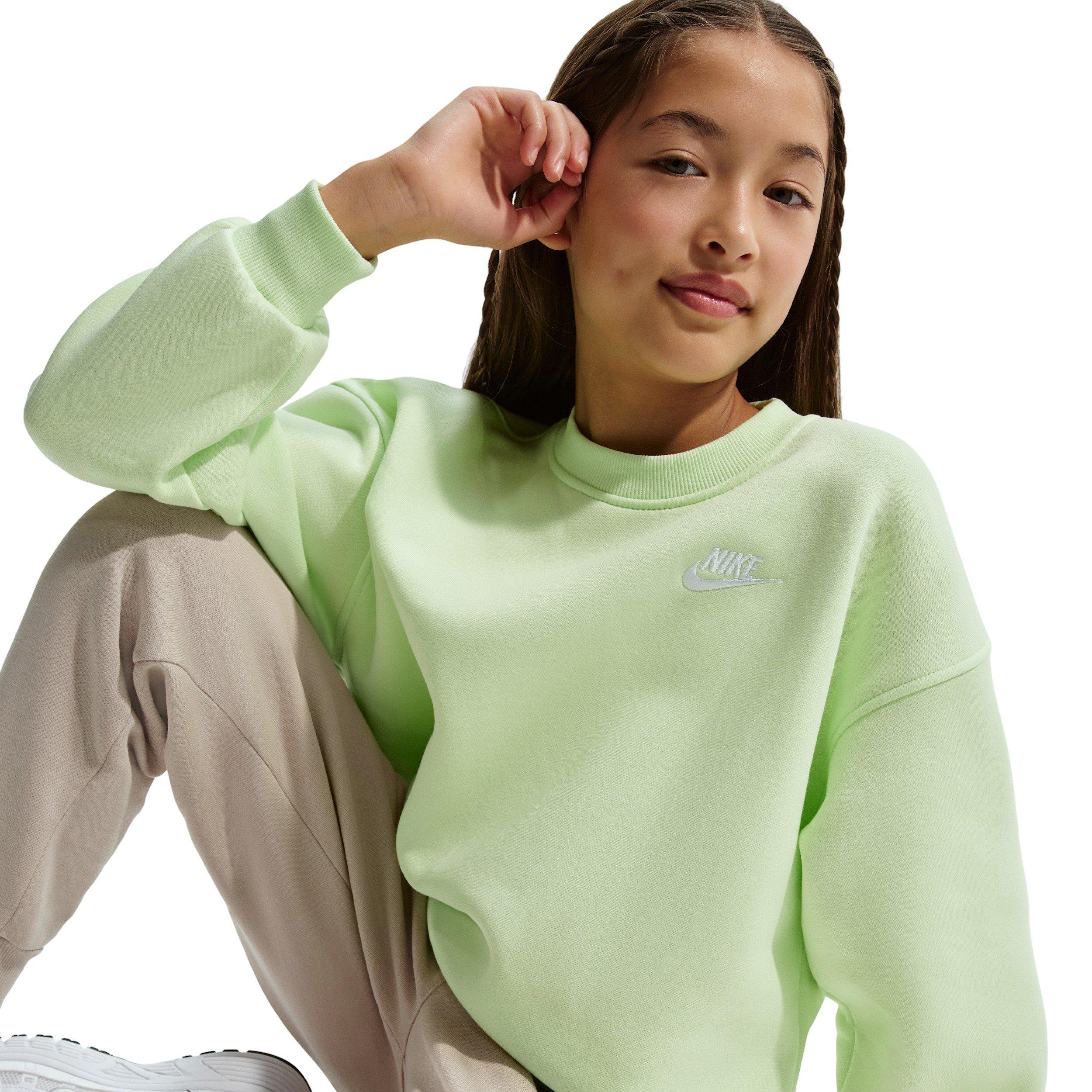 Nike Big Girls' Sportswear Club Fleece Oversized Sweatshirt -Green - GREEN Thumbnail View 3