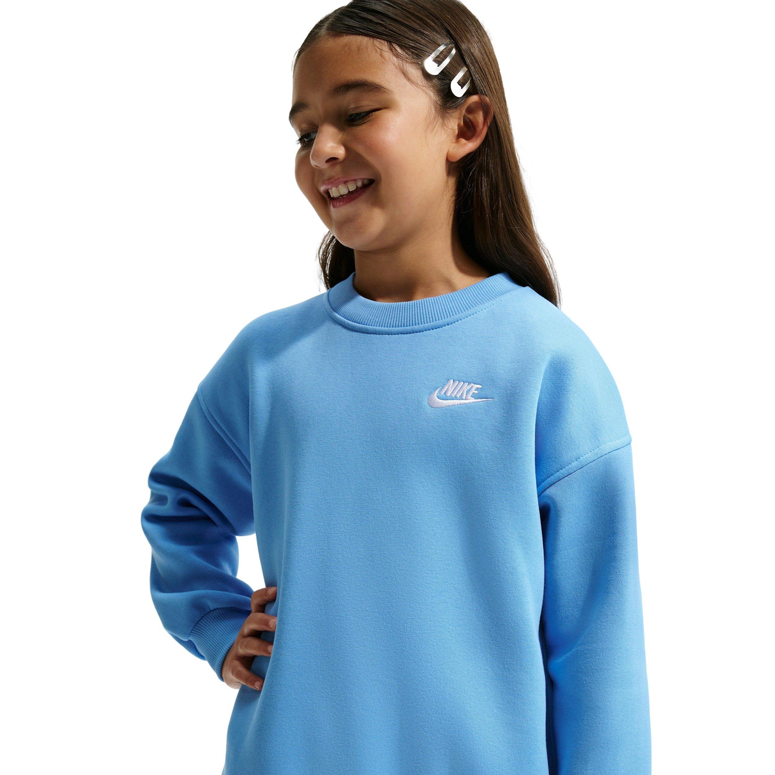 Nike Big Girls' Sportswear Club Fleece Oversized Sweatshirt - Blue - BLUE Thumbnail View 1