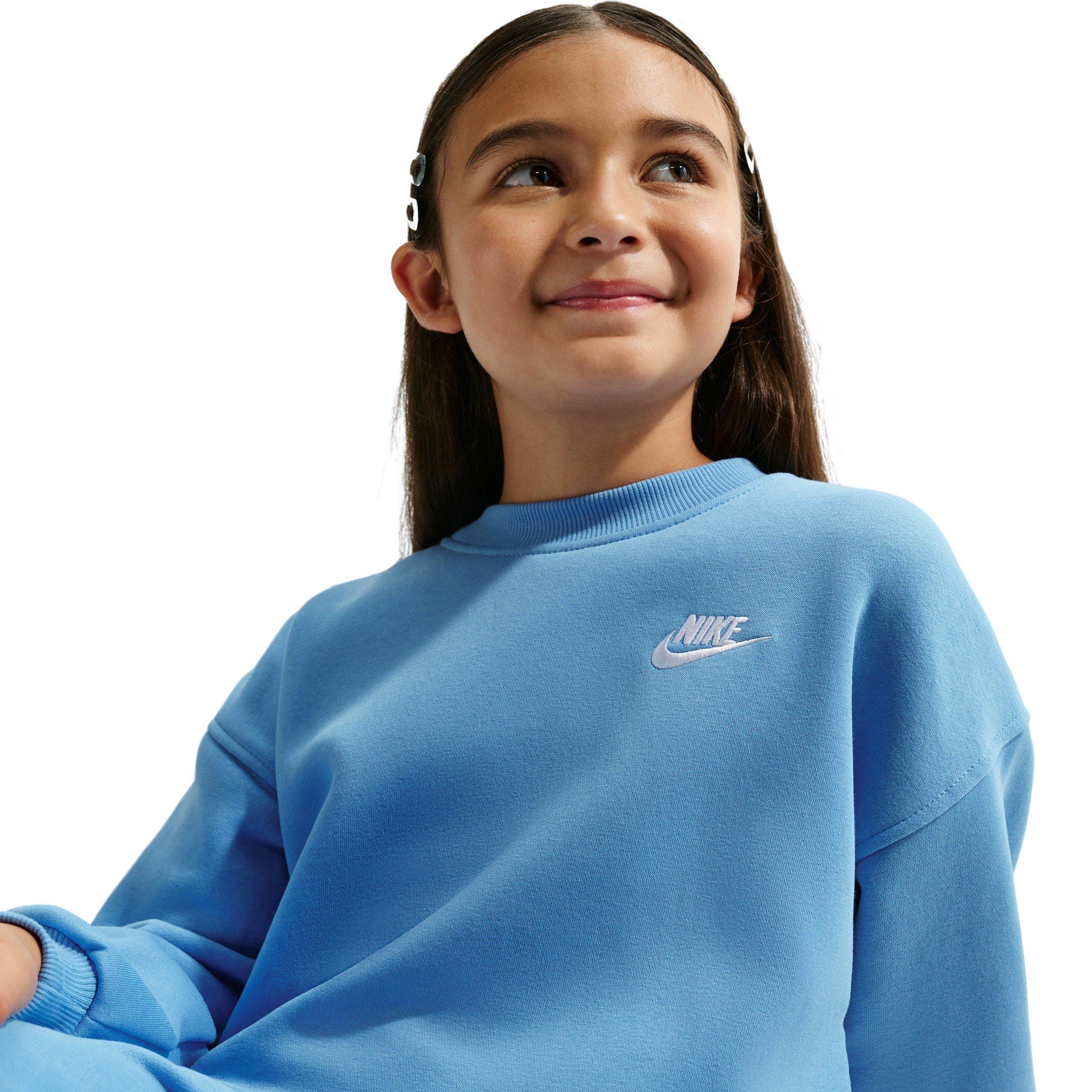 Nike Big Girls' Sportswear Club Fleece Oversized Sweatshirt - Blue - BLUE Thumbnail View 3