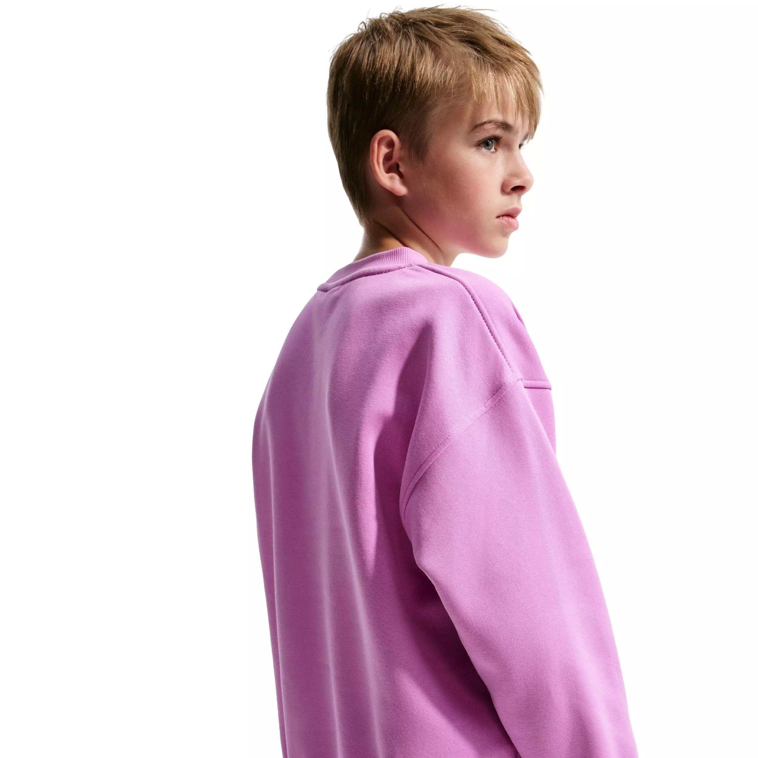 Nike Big Girls' Sportswear Club Fleece Oversized Sweatshirt - Light Magenta - LT MAGENTA