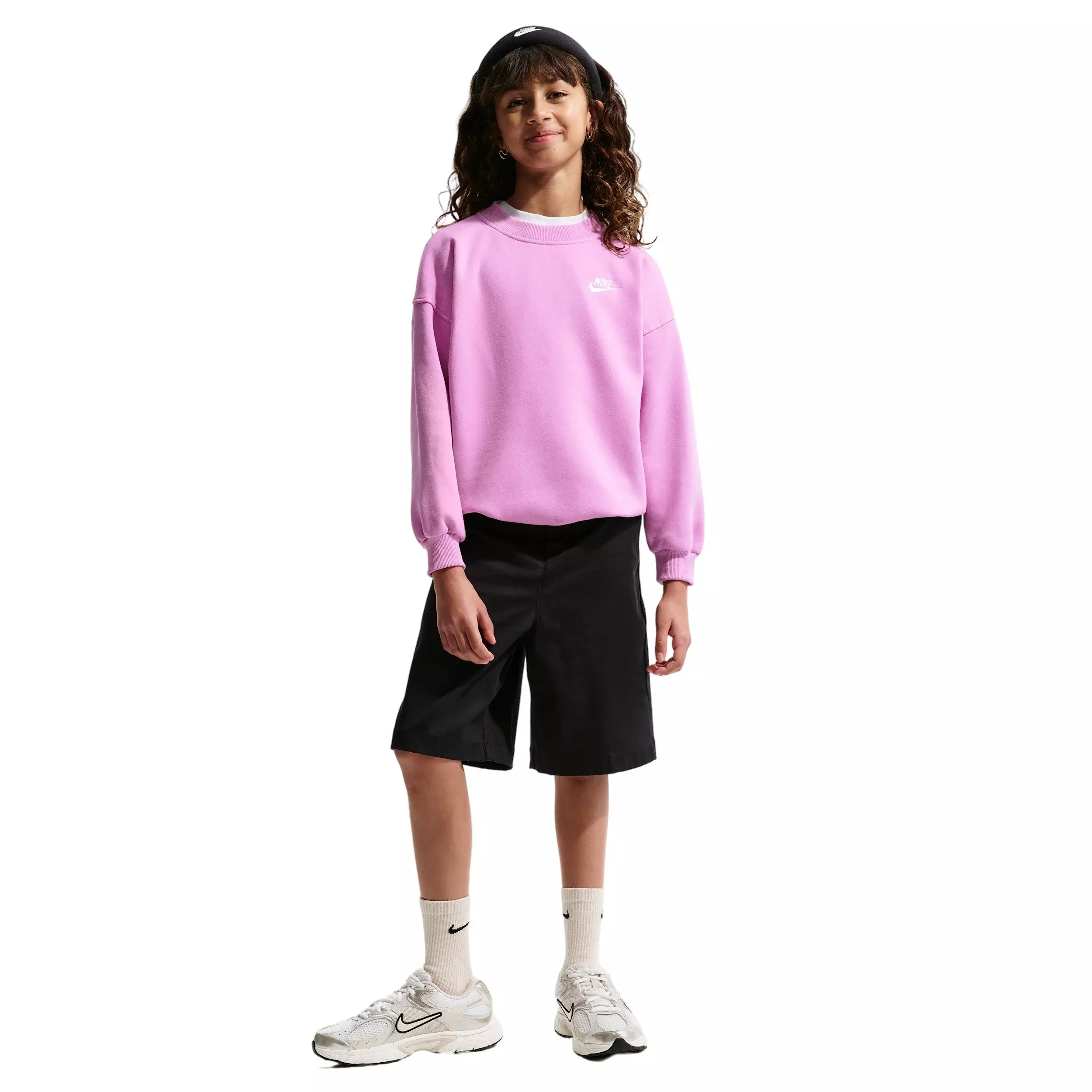 Nike Big Girls' Sportswear Club Fleece Oversized Sweatshirt -Lt Magenta - LT MAGENTA