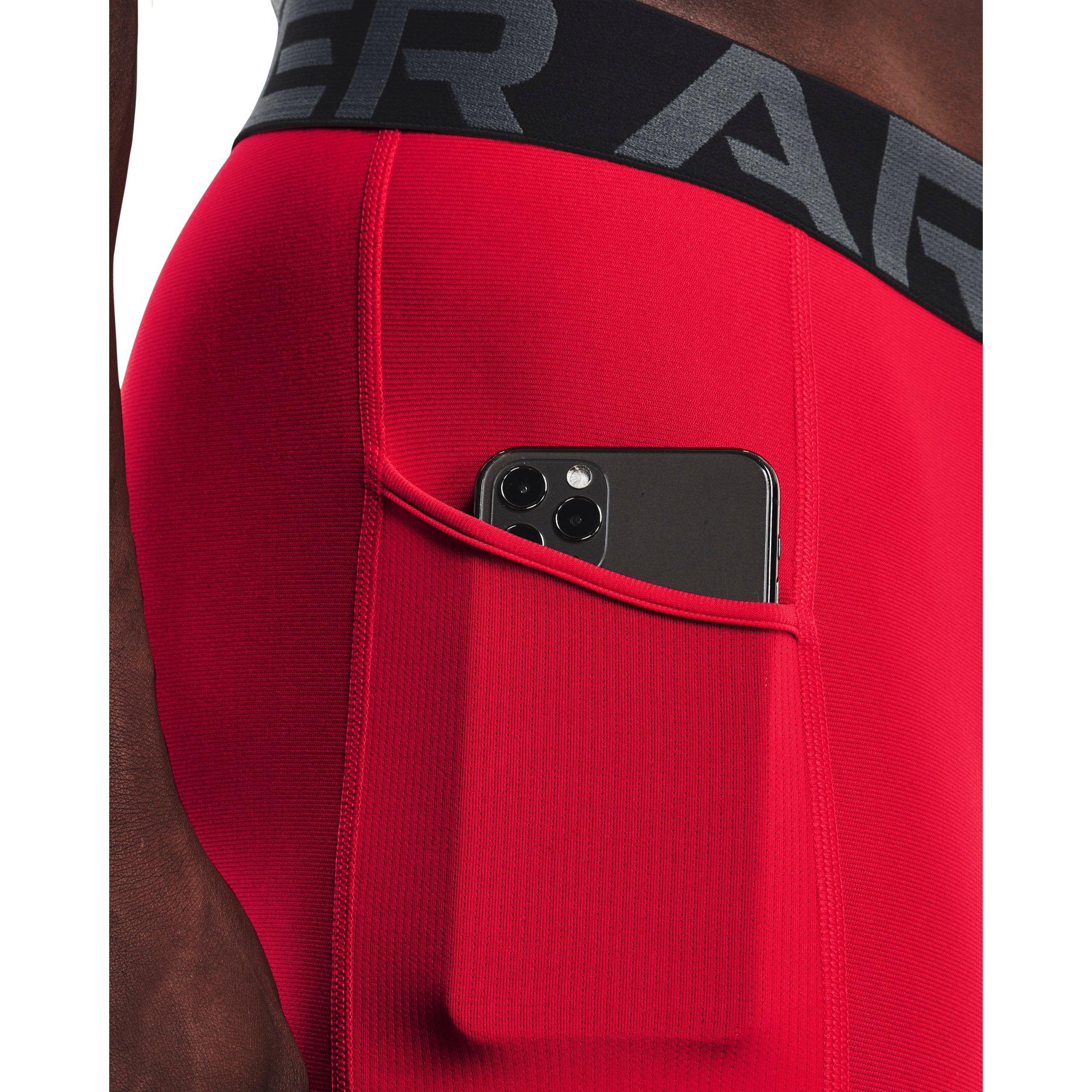 Under Armour Men's HeatGear Armour Leggings - Red/White - RED/WHITE Thumbnail View 4