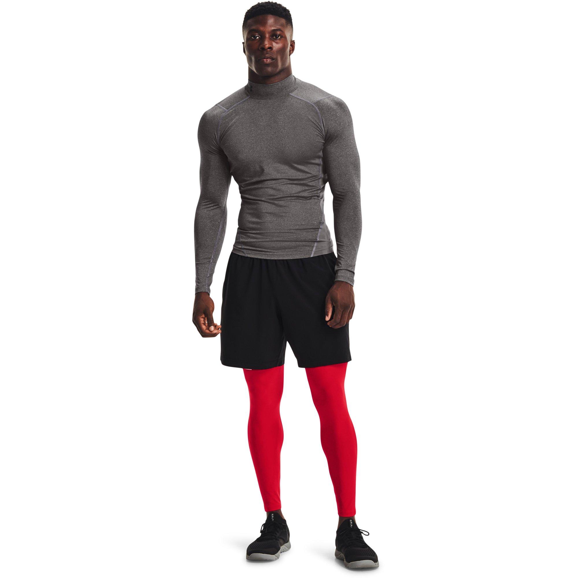 Under Armour Men's HeatGear Armour Leggings - Red/White - RED/WHITE Thumbnail View 3