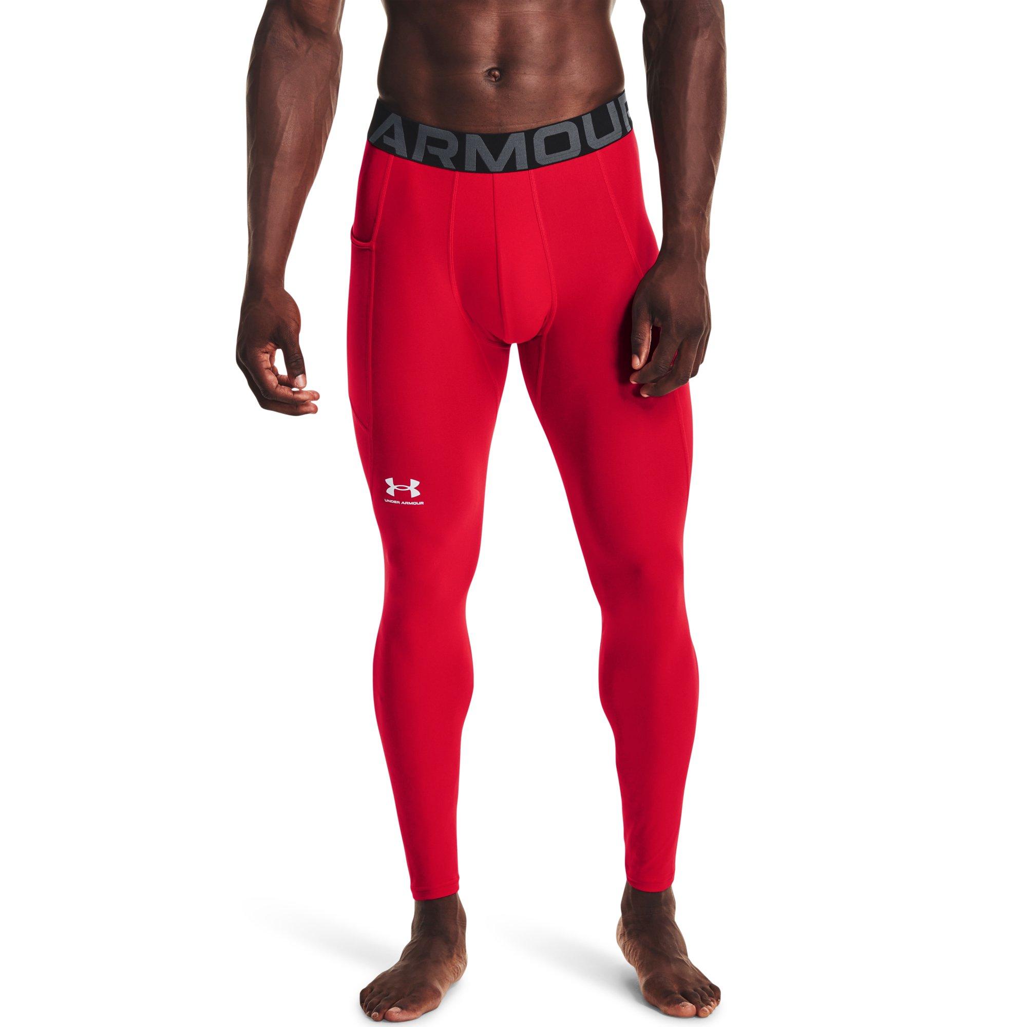 Under Armour Men's HeatGear Armour Leggings - Red/White - RED/WHITE Thumbnail View 1