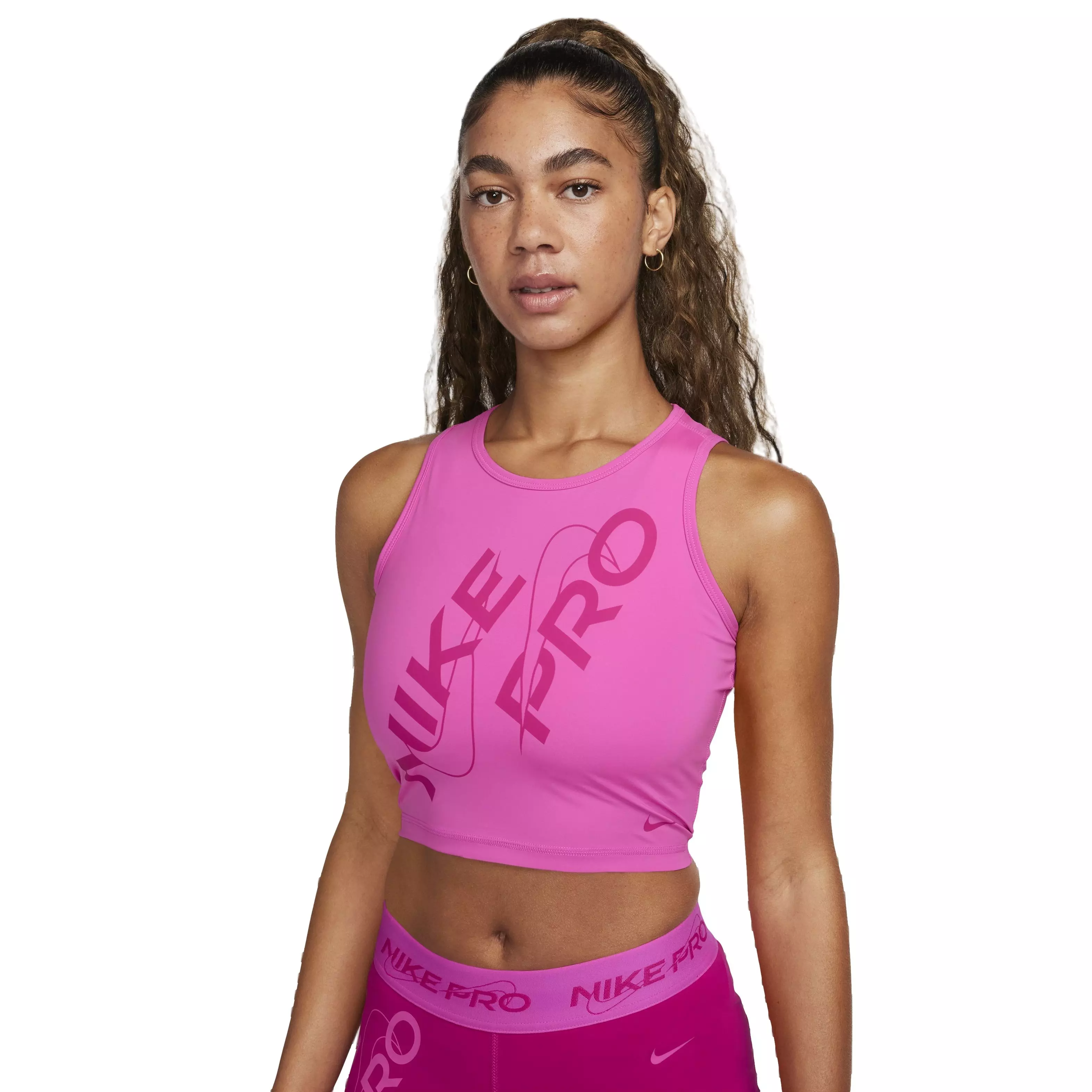 Nike Women's Pro Dri-FIT Graphics Crop Tank Top - PINK